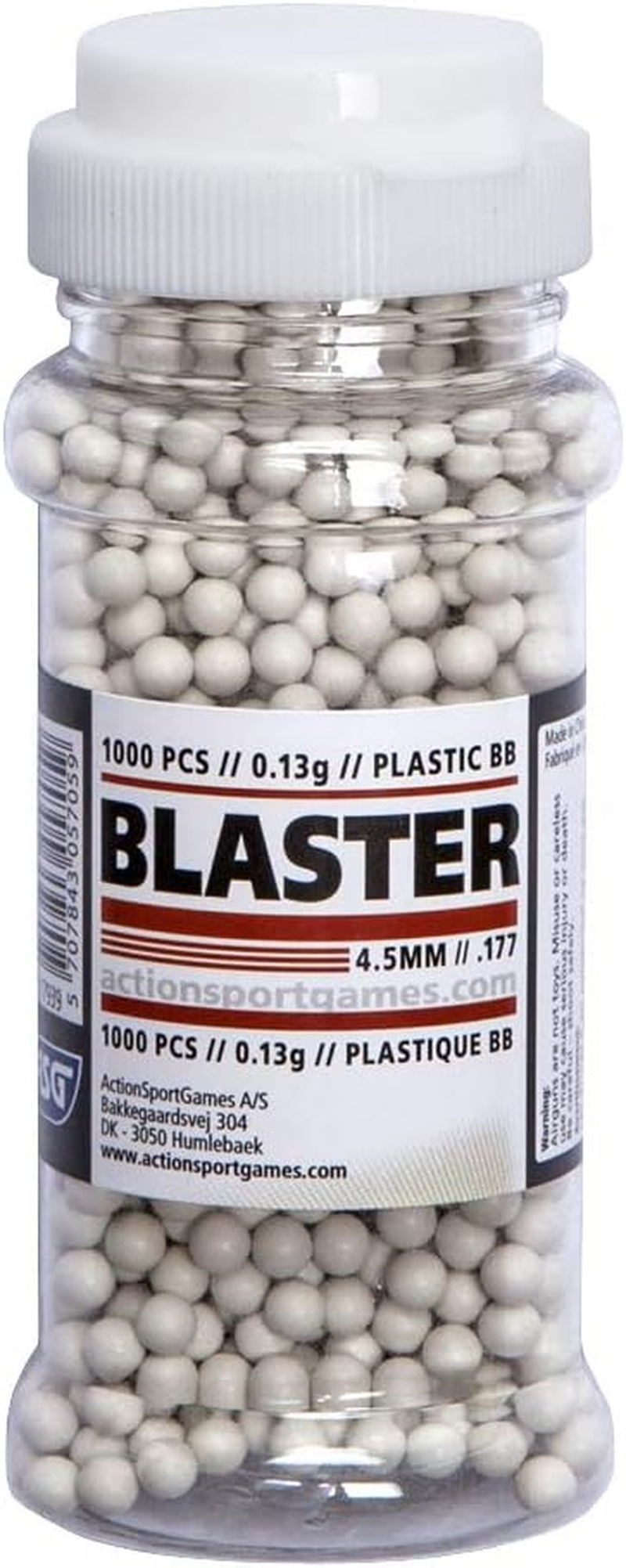 ASG Blaster Airgun Plastic BB, 4.5Mm, 0.13G - 1000 Pcs.