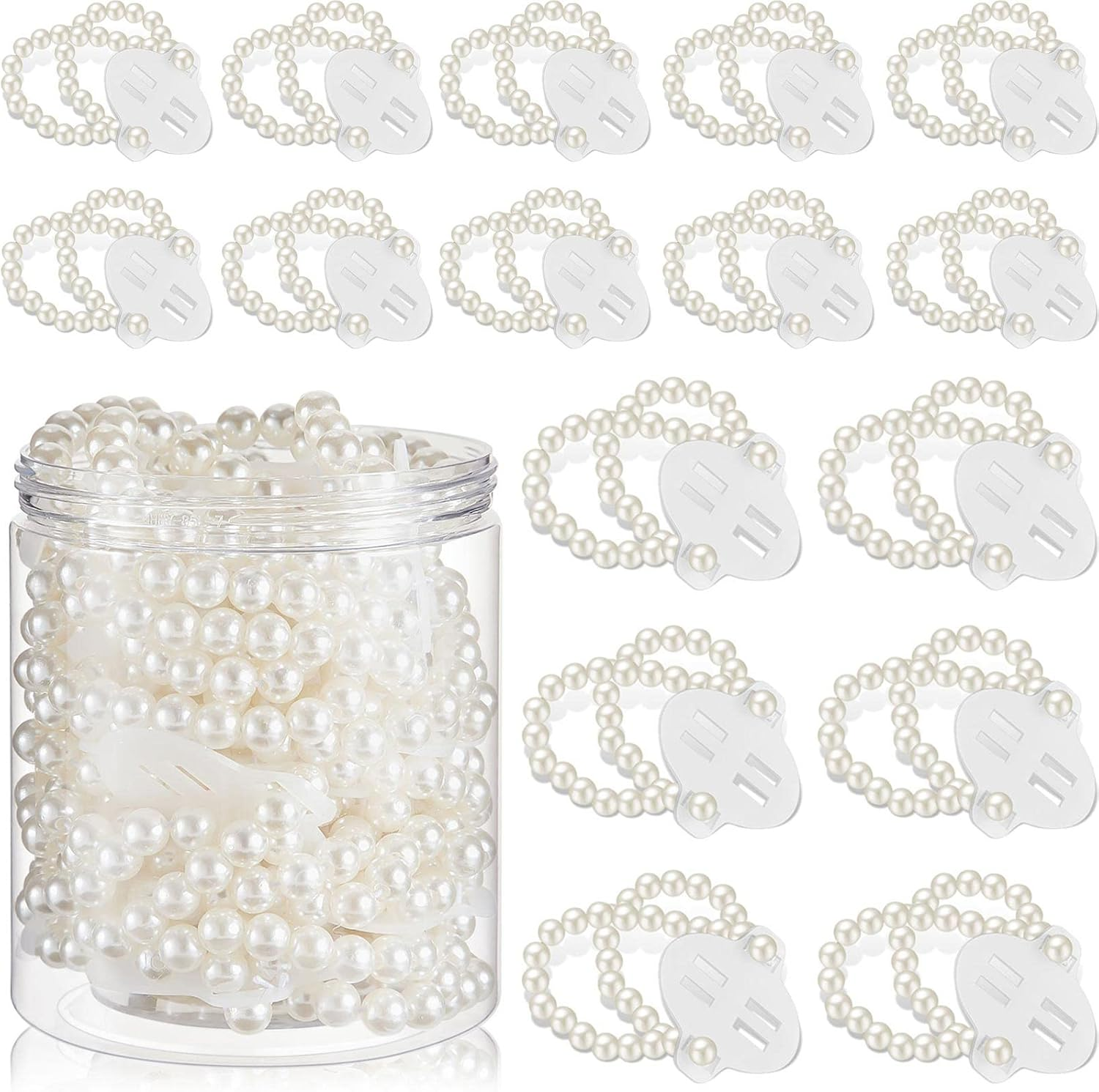 32 Pcs Corsage Wristlet Bracelet Wrist Corsage Prom Elastic Pearl Bands Wedding Corsages Pearl Bracelet Wedding Wristlets DIY Wrist Corsages Accessories for Bridal Shower Party(White)