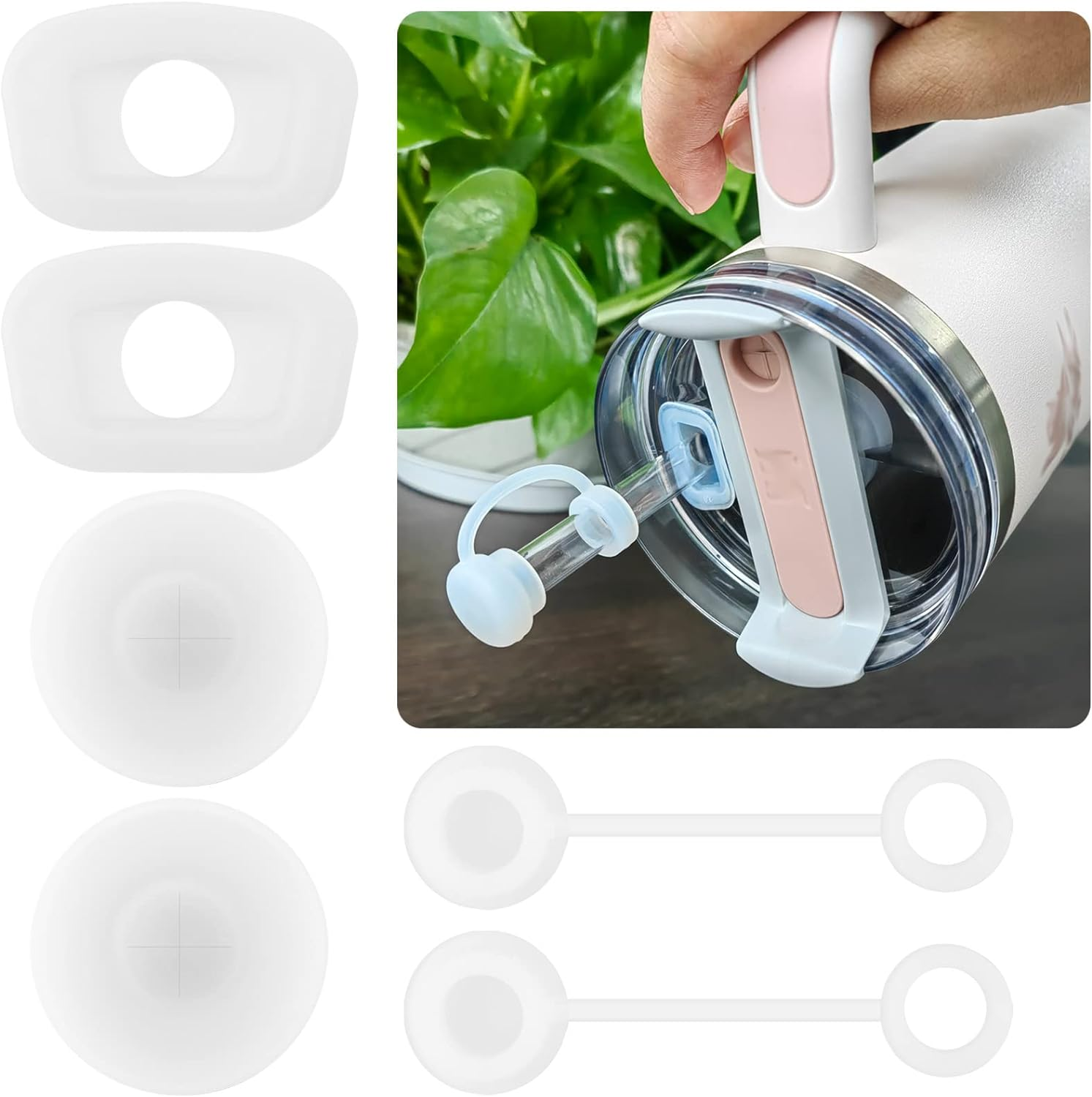 Spill Stopper Set for Stanley Cup 2.0 40Oz 30Oz, Accessories Including Straw Cover Cap, Fix Leak Stopper and Lid Spill Plug, Clear