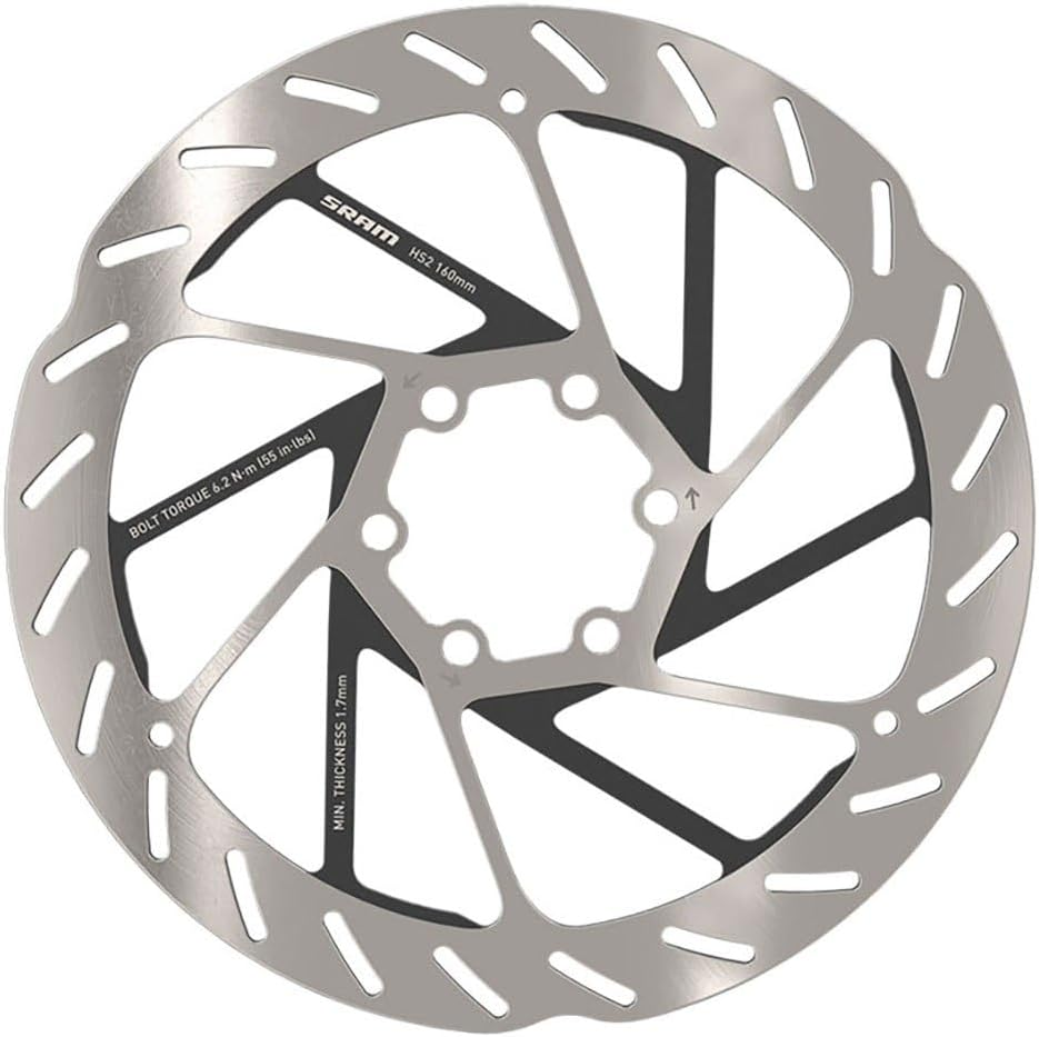 HS2 Disc Brake Rotor - 180mm, 6-Bolt, Rounded, Silver/Black