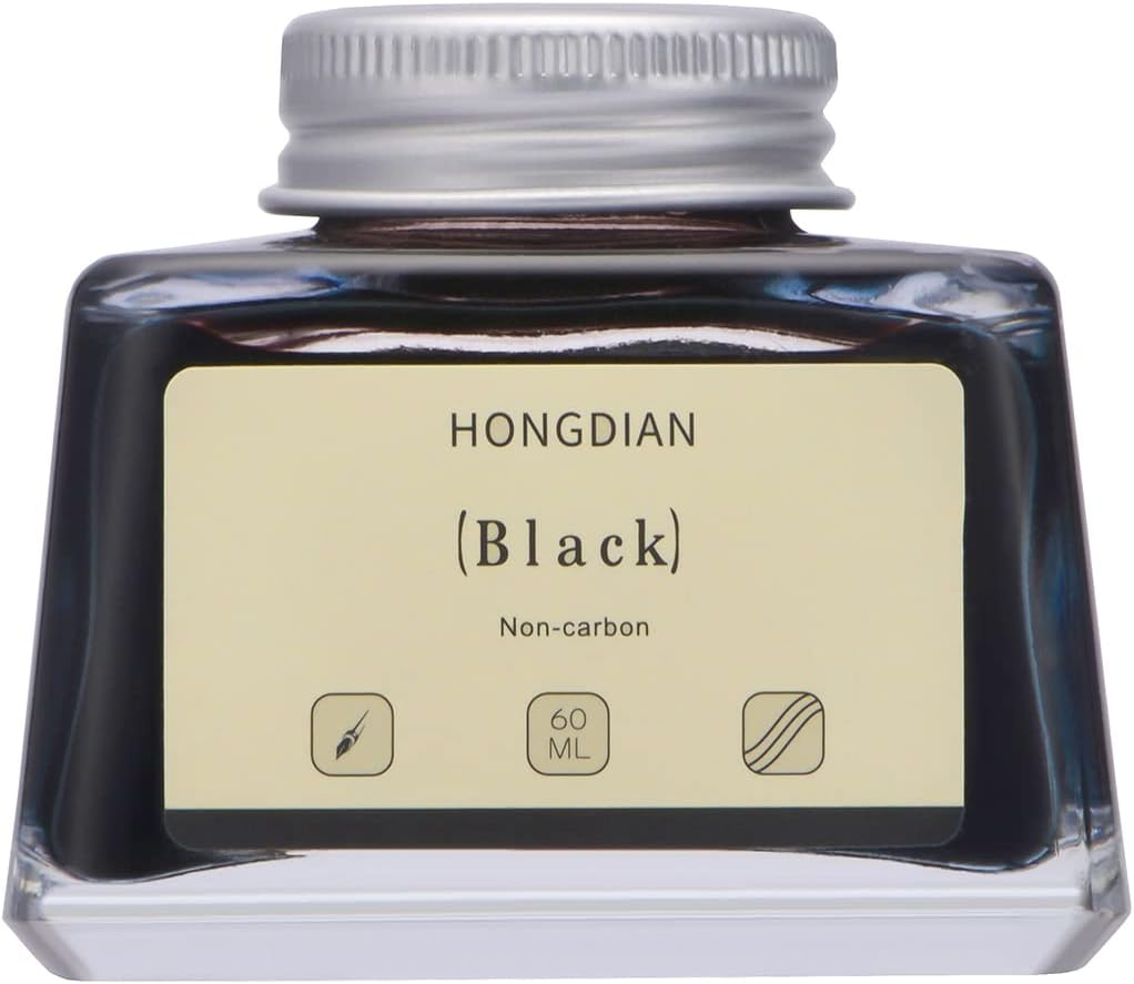 Asvine Hongdian Fountain Pen Bottled Ink Black, 60Ml Fountain Pen Bottled Ink, Non Carbon