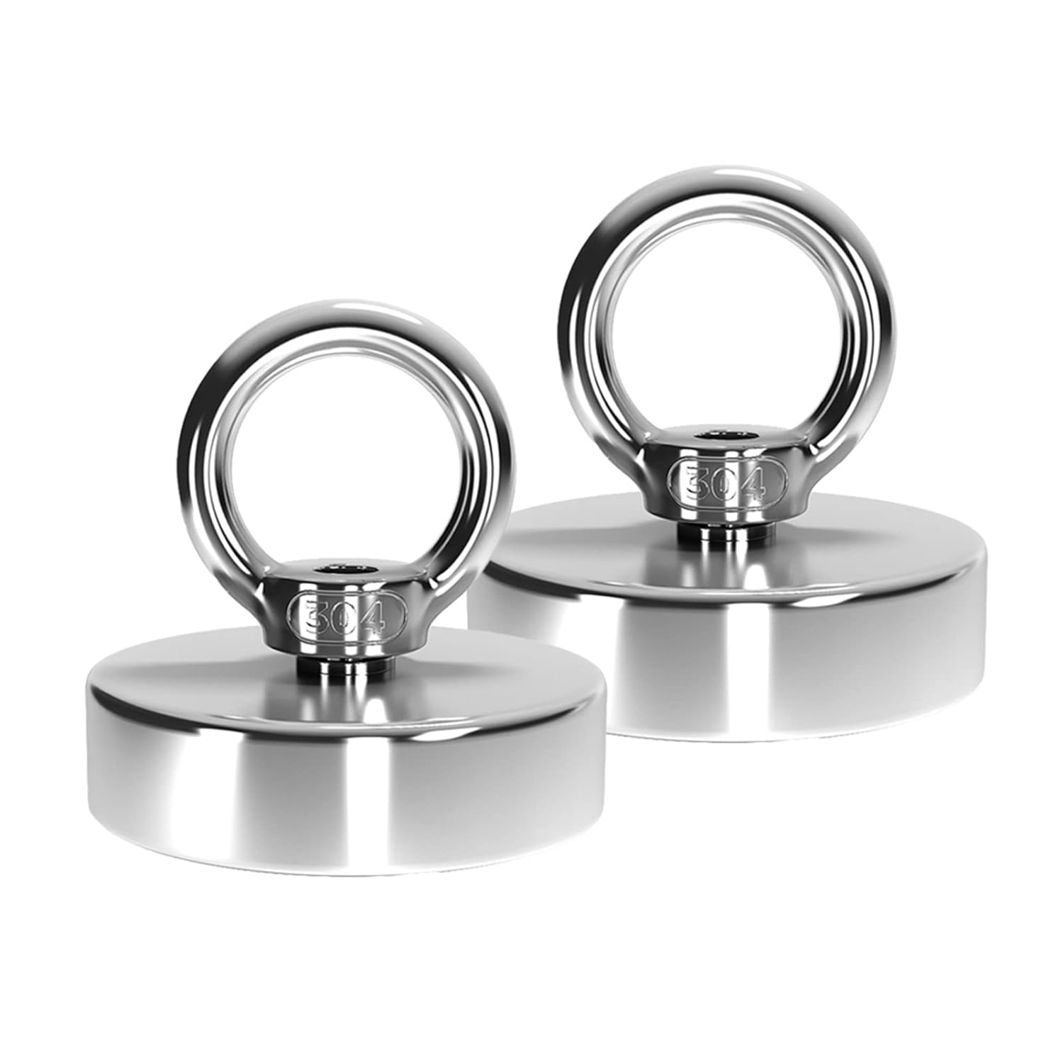 Fishing Magnets 200Lb Pull Force,Strong Retrieval Magnet N52 Neodymium Powerful for Fish and Magnetic Recovery Salvage Single Sided 2 Pcs/Pack