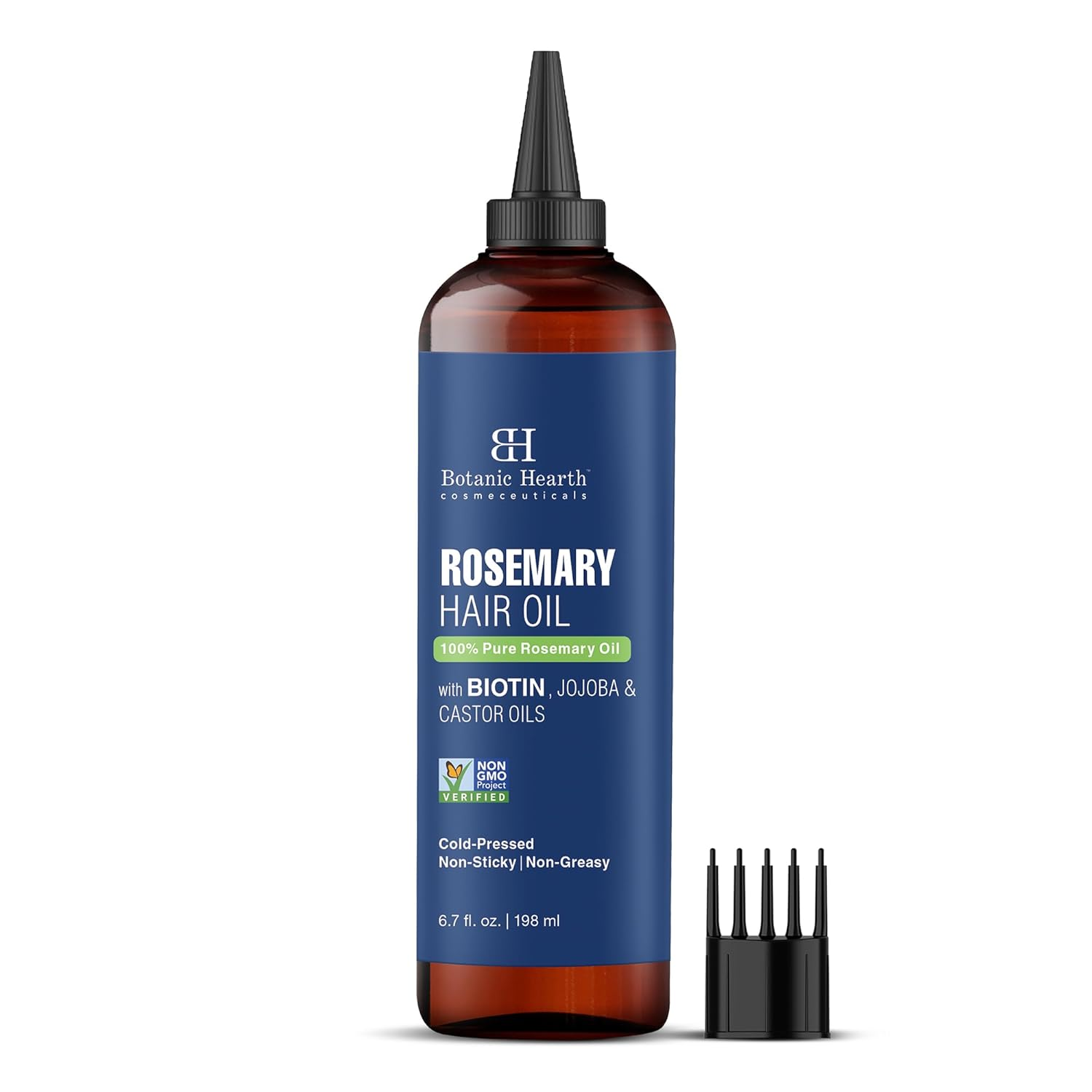 100% Pure Rosemary Oil for Hair Growth (6.7 Fl Oz)| Infused with Biotin, Jojoba & Castor Oil | Hair Oil Repairs Dry Damaged Hair, Strengthening, Healthier Hair- Hair Tonic