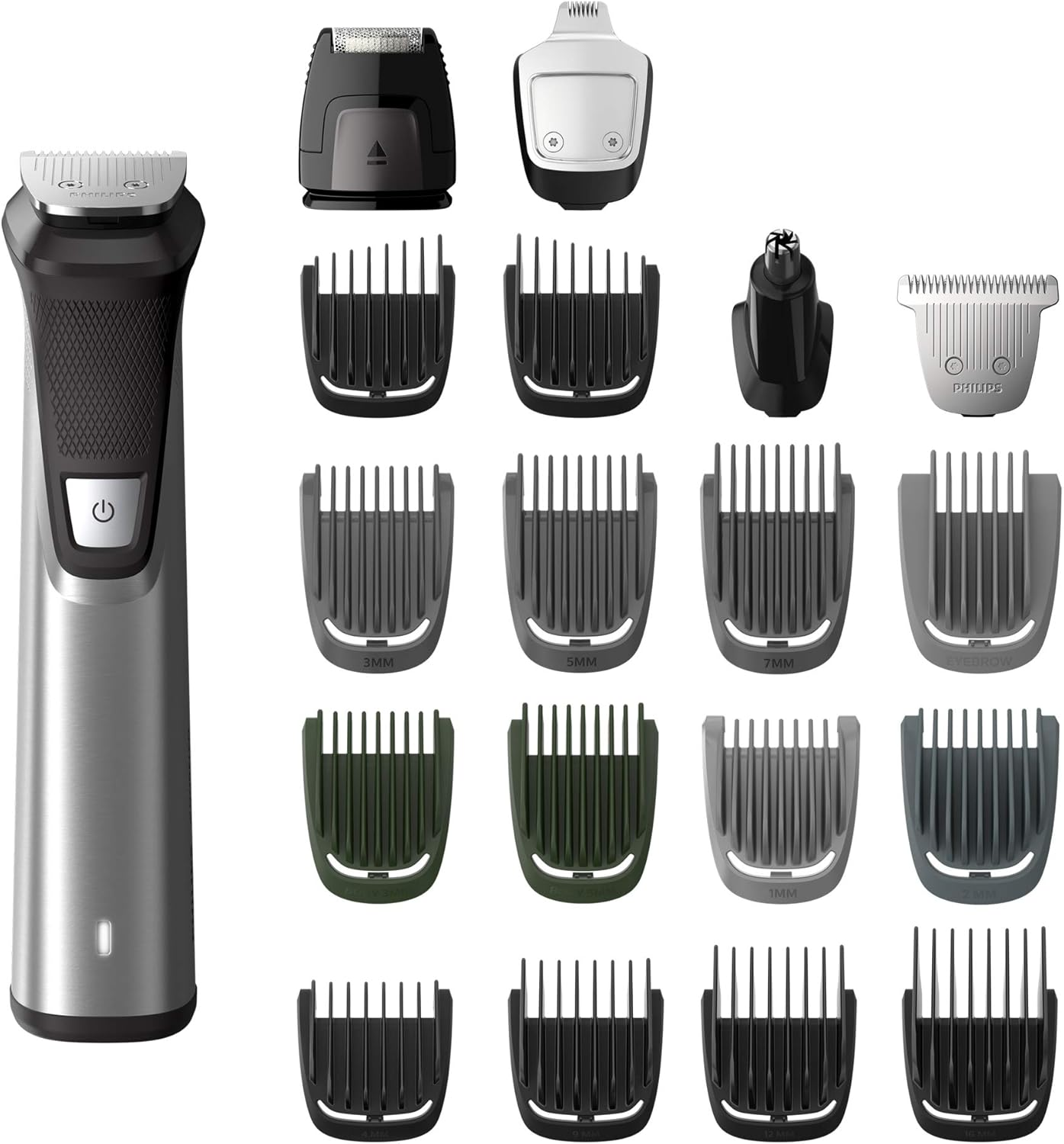 Multigroomer All-In-One Trimmer Series 7000, 23 Piece Mens Grooming Kit, Trimmer for Beard, Head, Body, and Face, NO Blade Oil Needed, MG7750/49