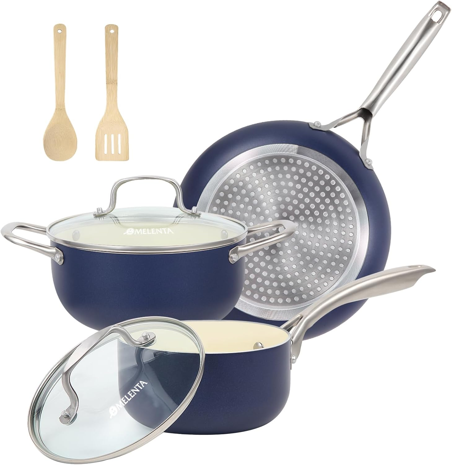 Pots and Pans Set, 7 Piece Nonstick Ceramic Cookware Set, Kitchen Induction Coo