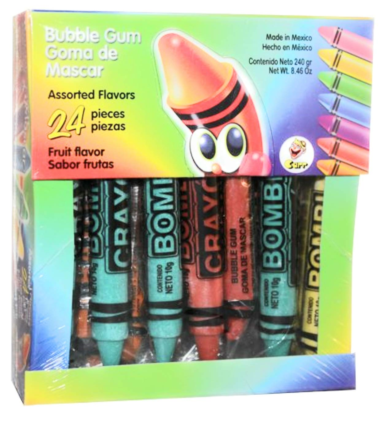 Bombi Crayon Mexican Chewing Gum 24 Individually Sealed Packs in Box
