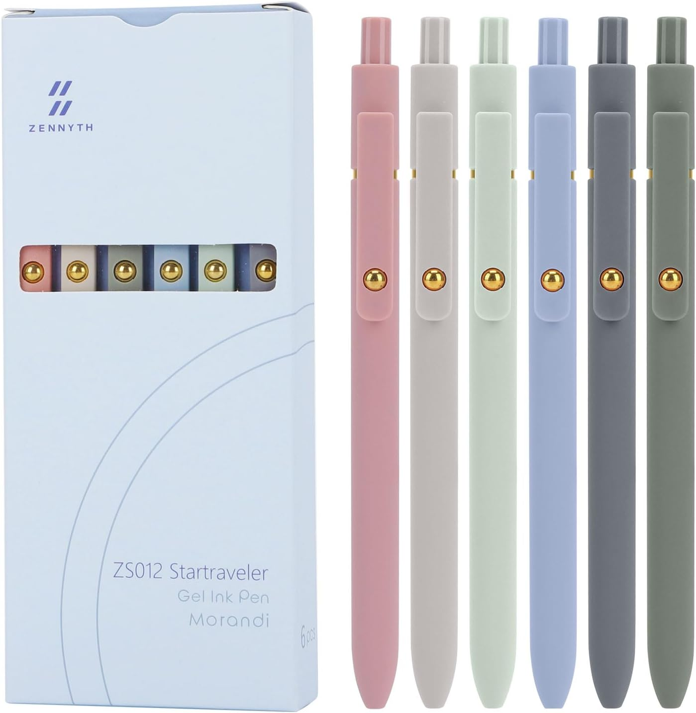 Gel Pens, 0.5mm Fine Point Quick Dry Blue Ink Pens Retractable, Cute Colorful Barrel Smooth Writing Pen, Aesthetics Gifts for Women Men (6 Pcs-Blue Ink)