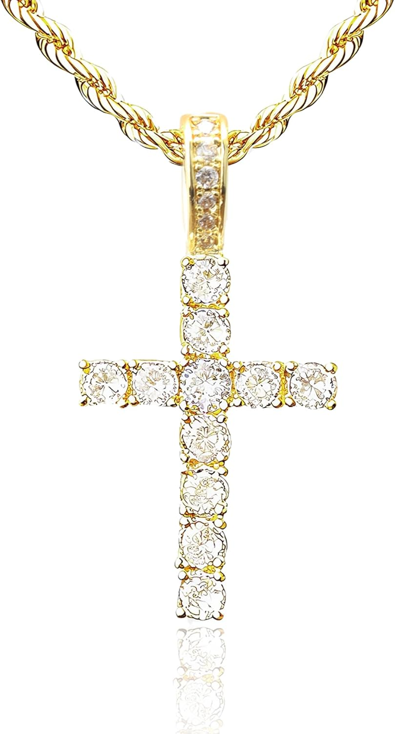 Cross Necklace for Women, 14K Gold Silver Plated Pendant Necklace, Diamond Cross Pendant Necklaces, 2 PCS Gold Silver Cross Necklaces Cute Trendy Gold Faith Cross Jewelry Gifts for Women