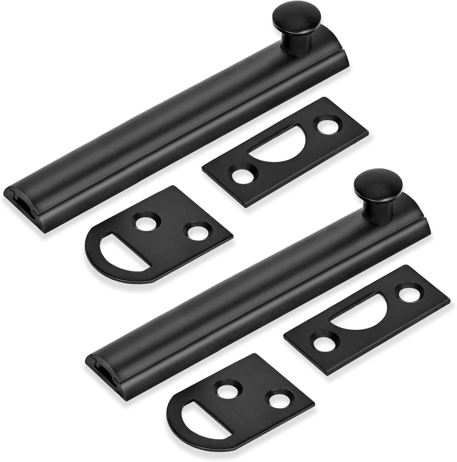 4 Inch Solid Brass Surface Bolt Black, Heavy Duty Concealed Slide Surface Door Bolt, 2 Pack