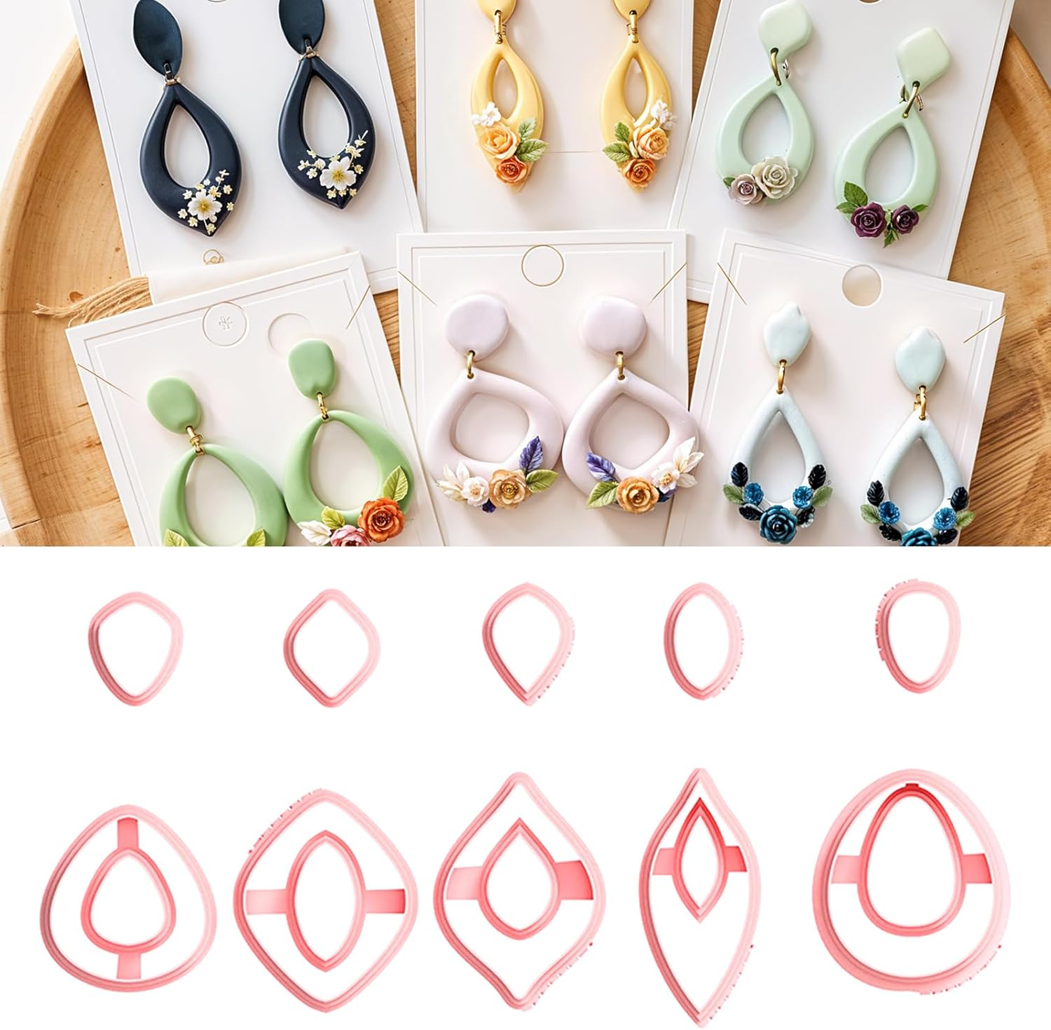 Polymer Clay Cutters, 10 Shapes Clay Cutter for Polymer Jewelry Clays Earring...