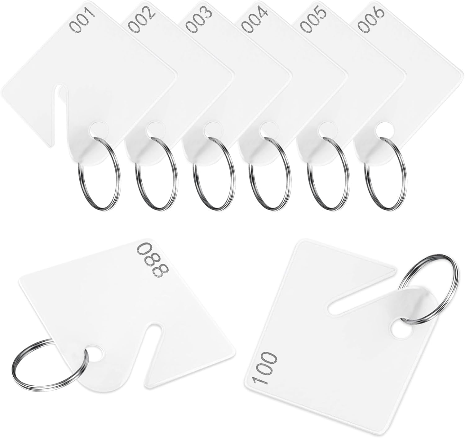100 Etiquetas Para Llaves Numeradas 1-100 Identificador Plastico Llavero Blanco