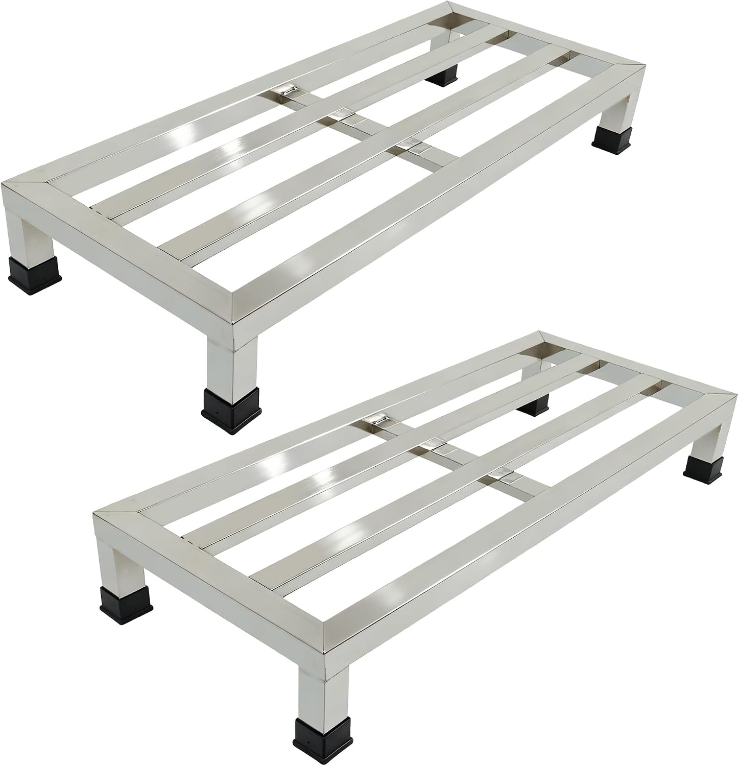 2 Packs Dunnage Rack 23.6X9.8X4Inch Stainless Steel Dunnage Racks Commercial Food Service Storage Rack for Restaurants Kitchen Warehouse Supermarket