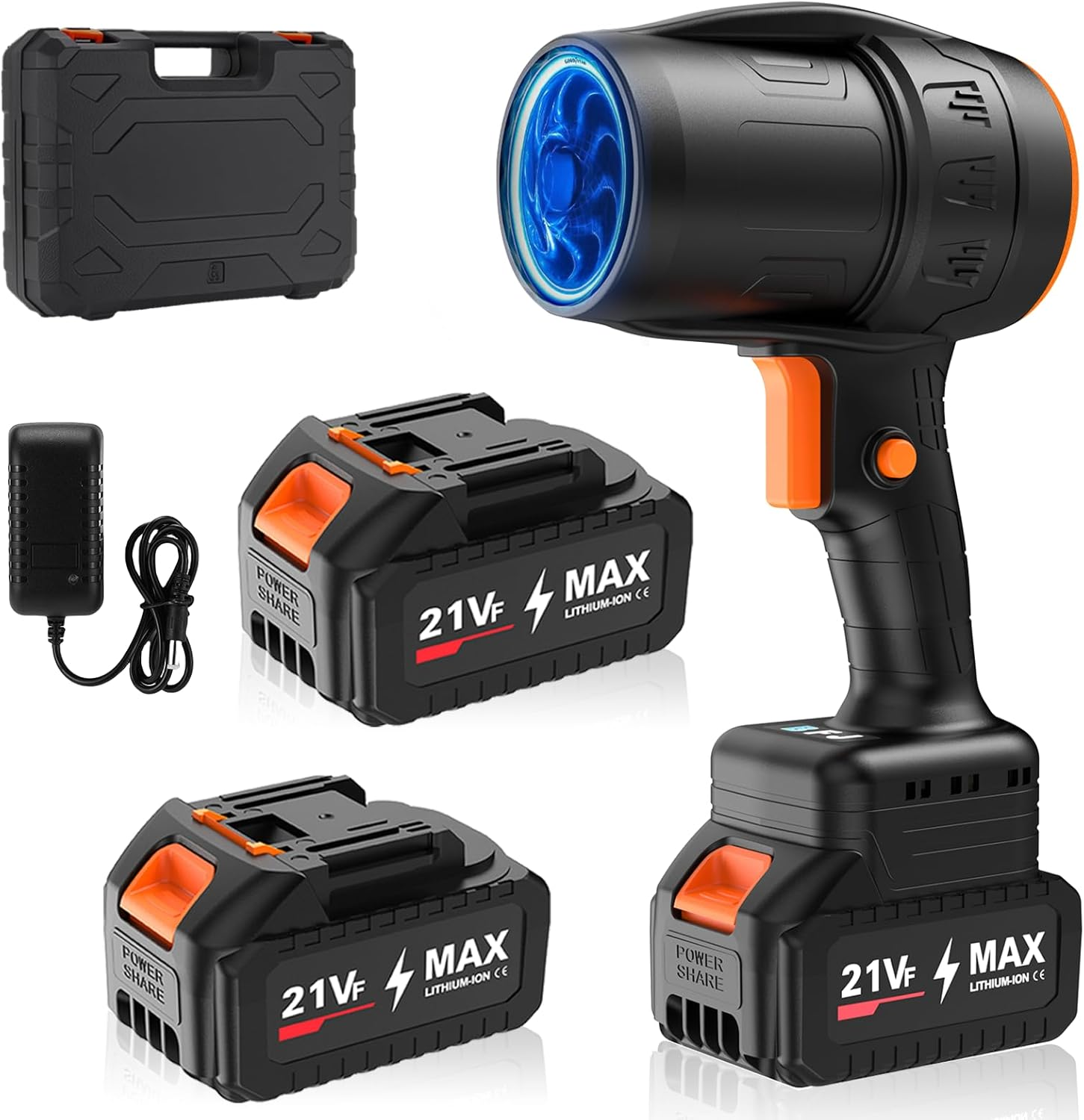 Handheld Electric Cordless – 500,000RPM Mini Turbo Jet Blower with 2×4.0Ah Batteries & Charger, Lightweight for Patio, Lawn, Garage Cleaning (Black)