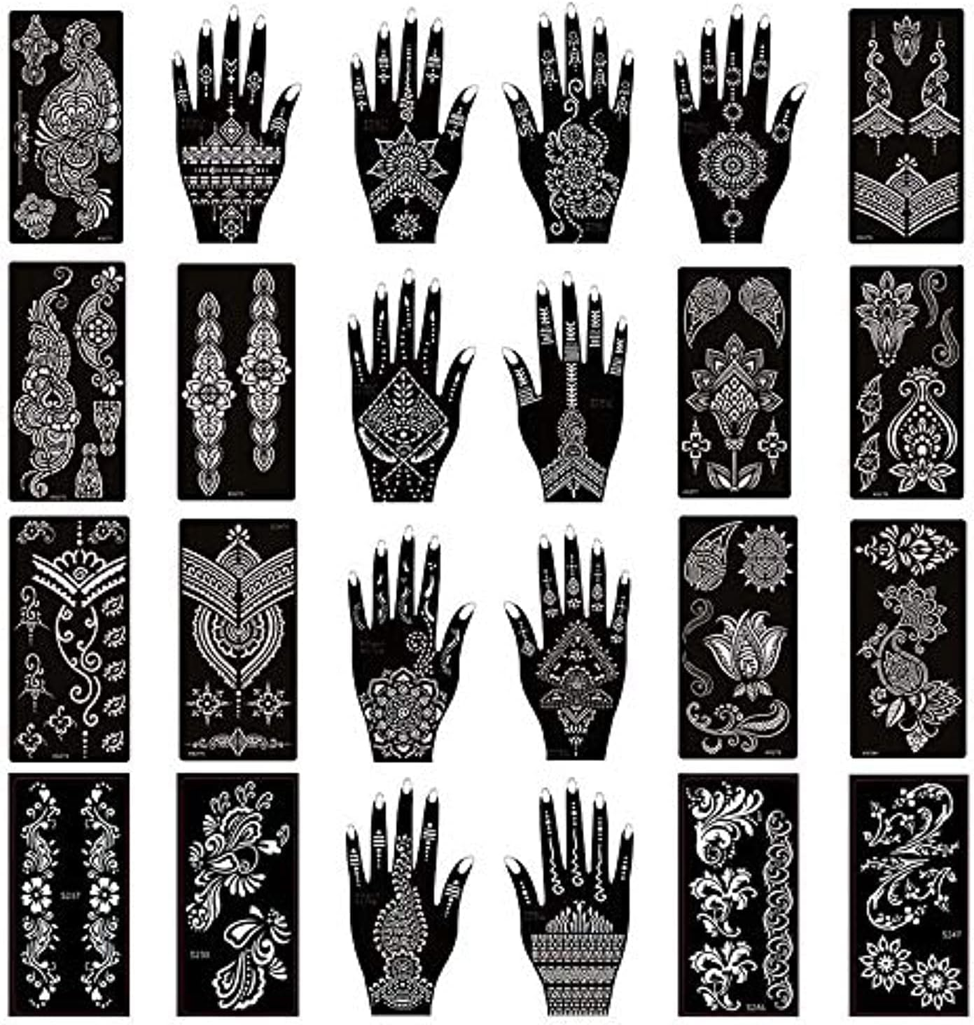 Xmasir Pack of 24 Sheets Henna Tattoo Stencil Kit/Temporary Tattoo Templates