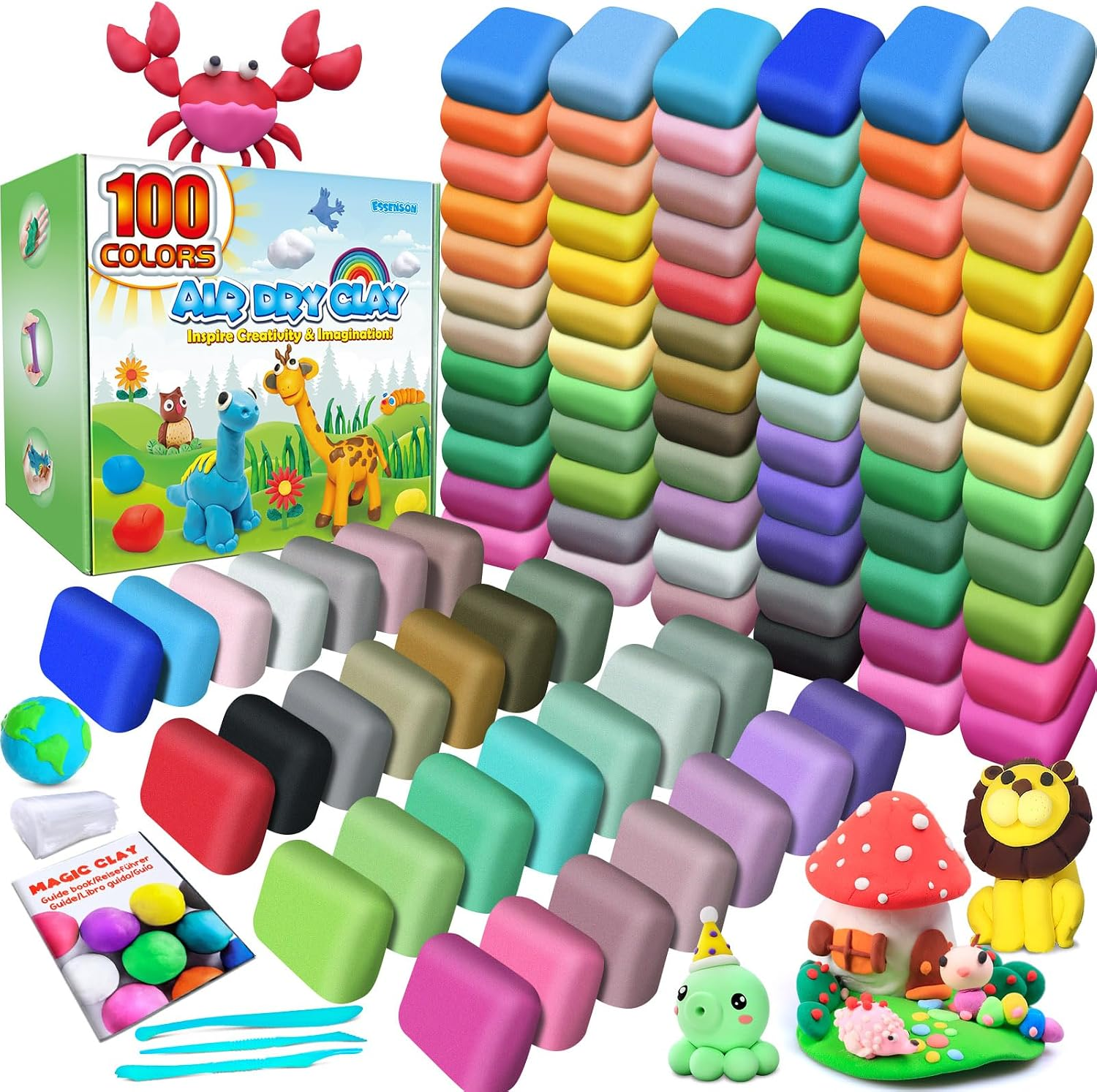 Air Dry Clay 100 Colors, Modelling Clay for Kids, DIY Molding Magic Clay for with Tools, Soft & Ultra Light, Toys Gifts for Age 3 4 5 6 7 8+ Years Old Boys Girls Kids