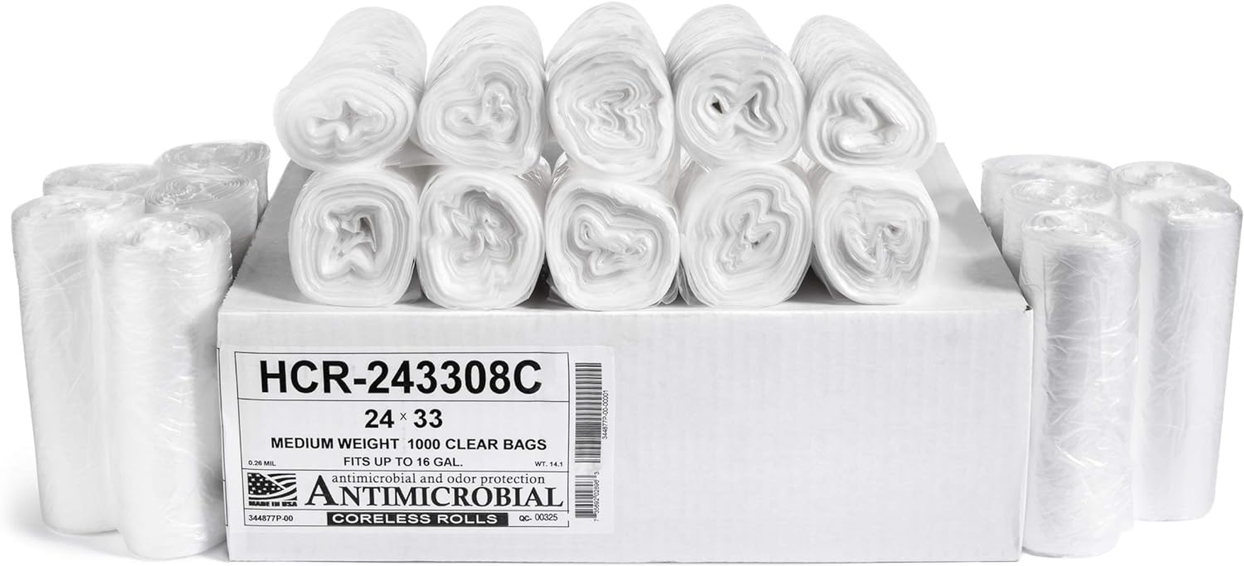 High Density Trash Bags, 16 Gallon, 1000 Count, 8 Micron (Eq), 24