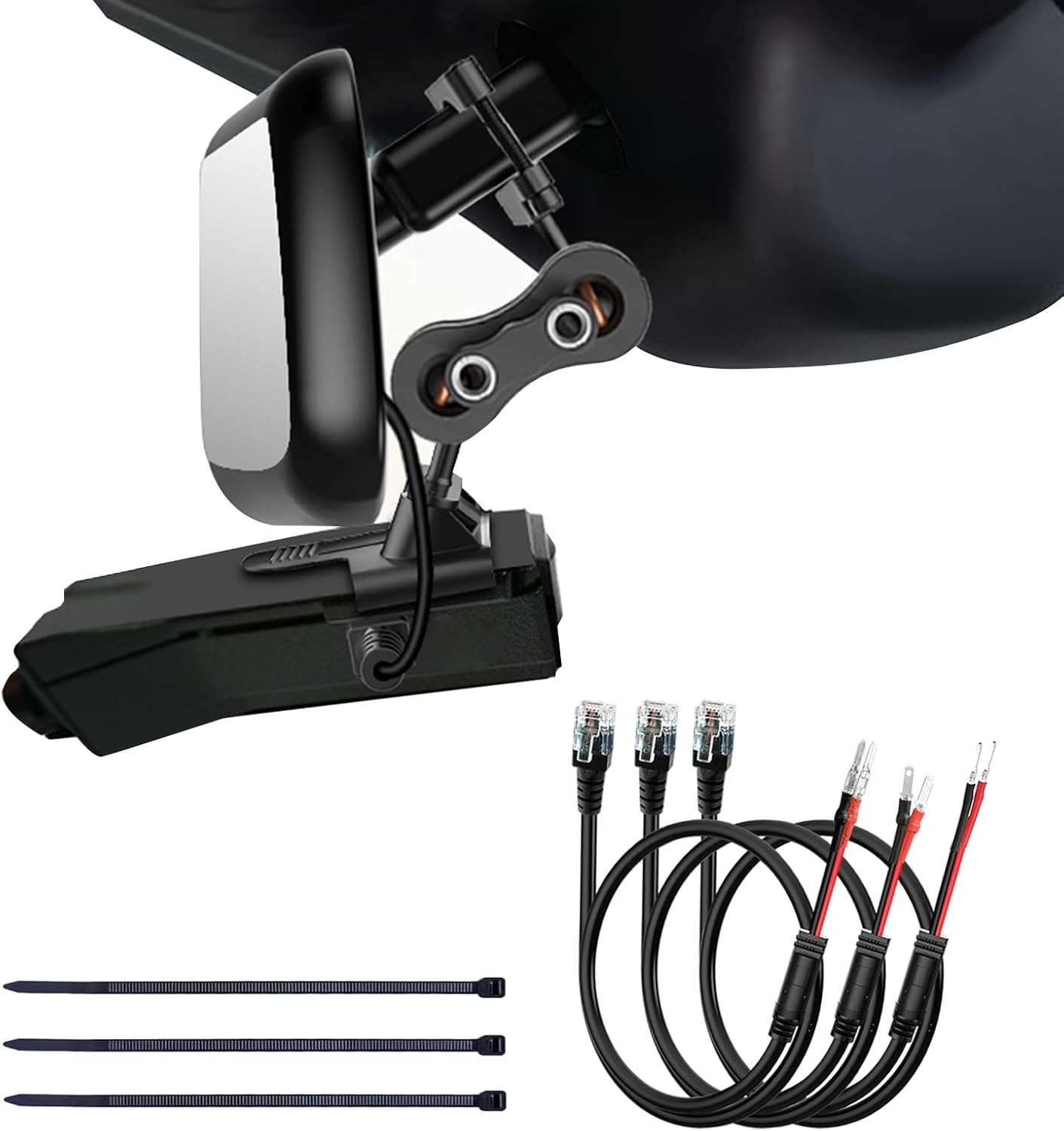 Radar Detector Mount,Rearview Mirror Rod Radar Mounting Bracket+Rearview Mirror Hard Wire Power Cord Kit16,With Inline Fuse (For Valentine V1 Radar Detector)