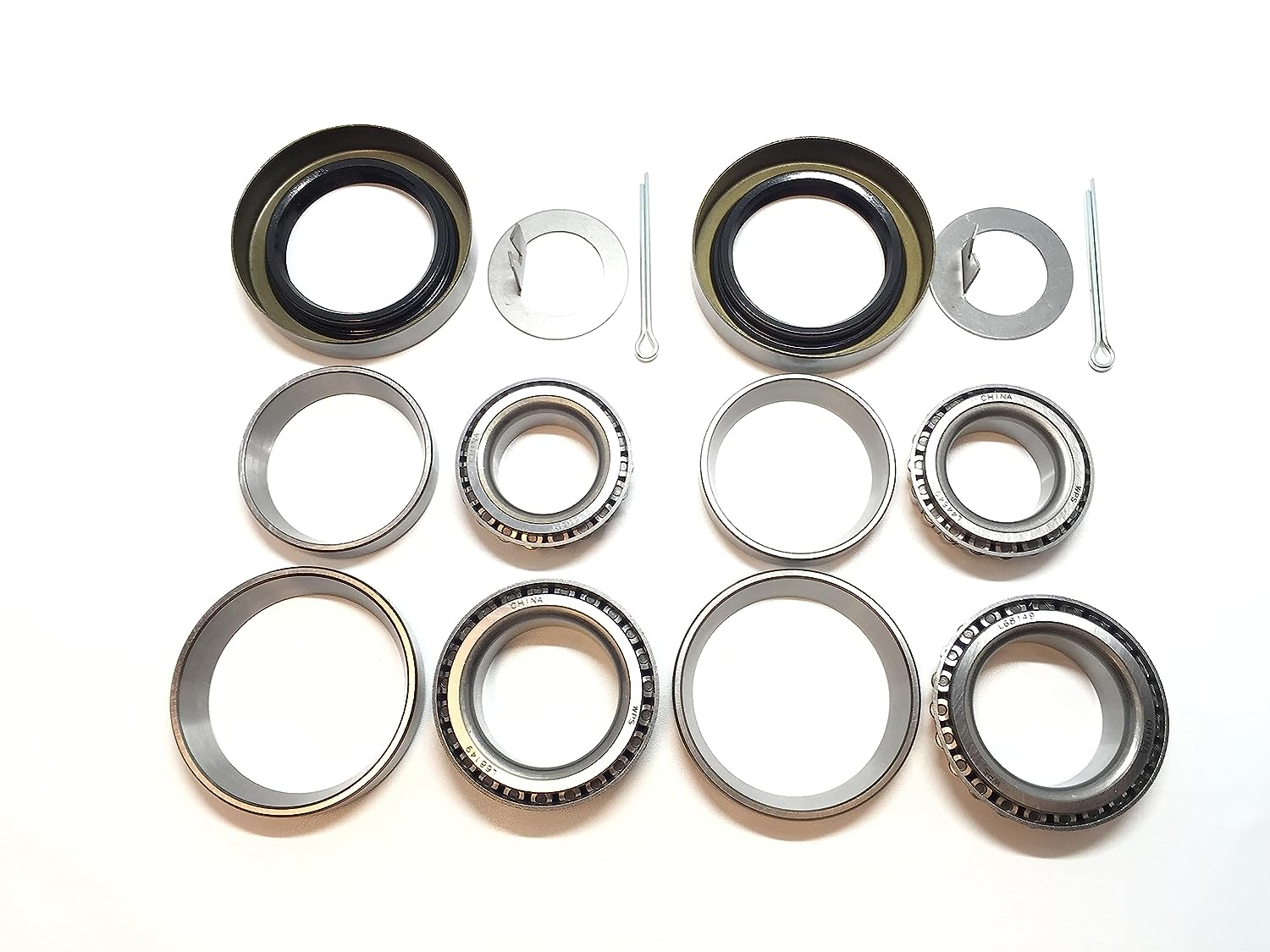 (Set of 2)  3500# Trailer Axle Bearing Kit L68149 L44649 Grease Seal 10-19 I.D. 1.719'' for #84 Spindle