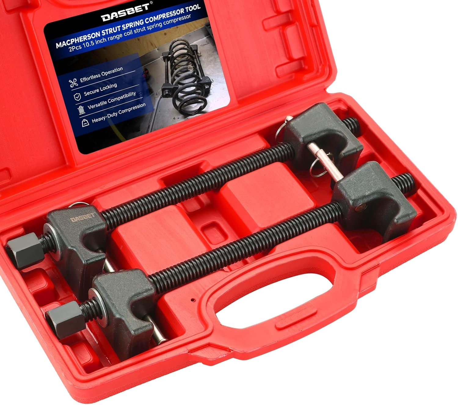 Macpherson Strut Spring Compressor Tool Kit 2PCS Coil Spring Compressor with Detent Pins Spring Compressor with 10.5in Range for Suspension Work