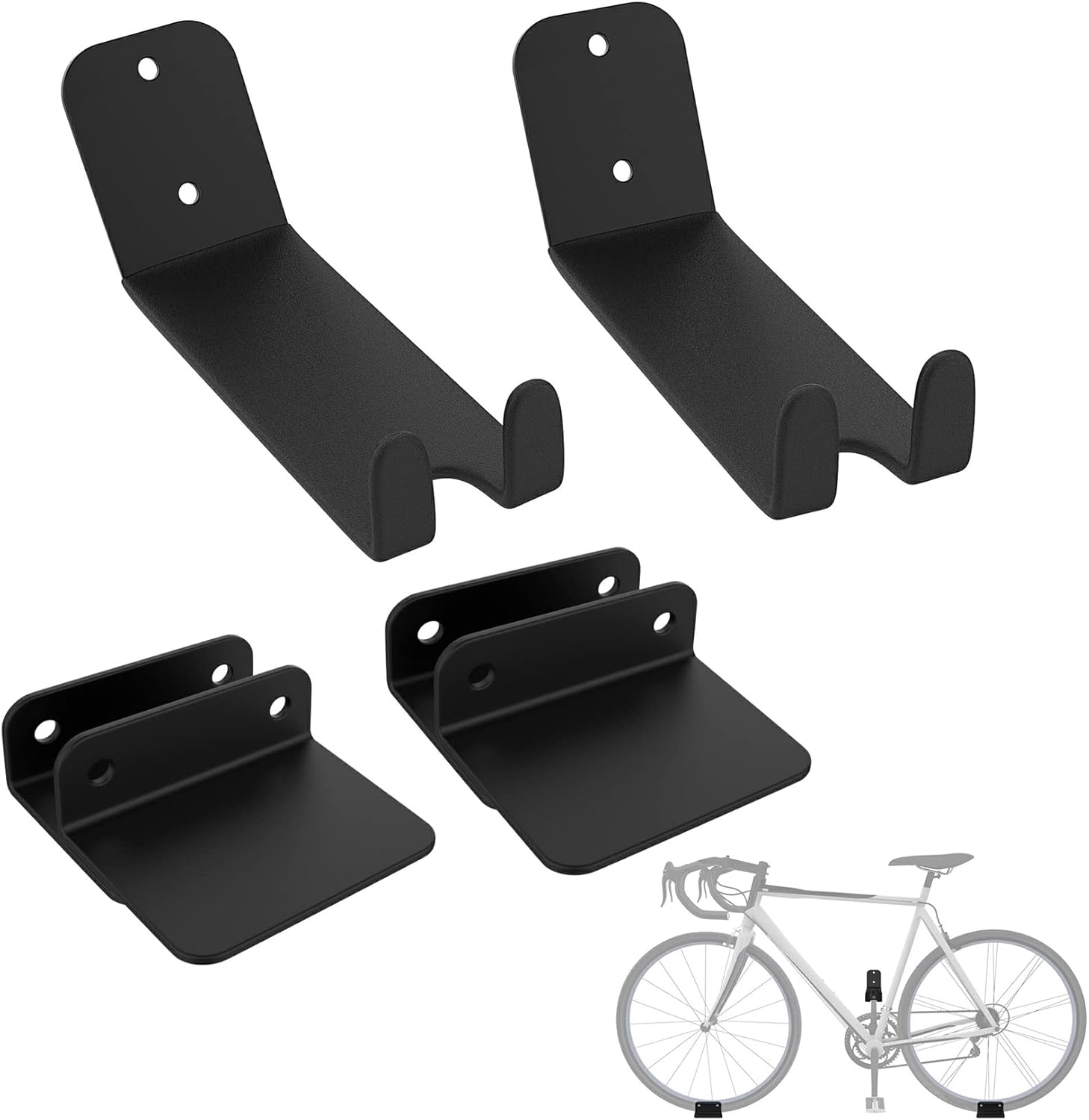 2 Pack Bike Pedal Hanger Wall Mount, Heavy Duty Horizontal Bike Rack for Garage 