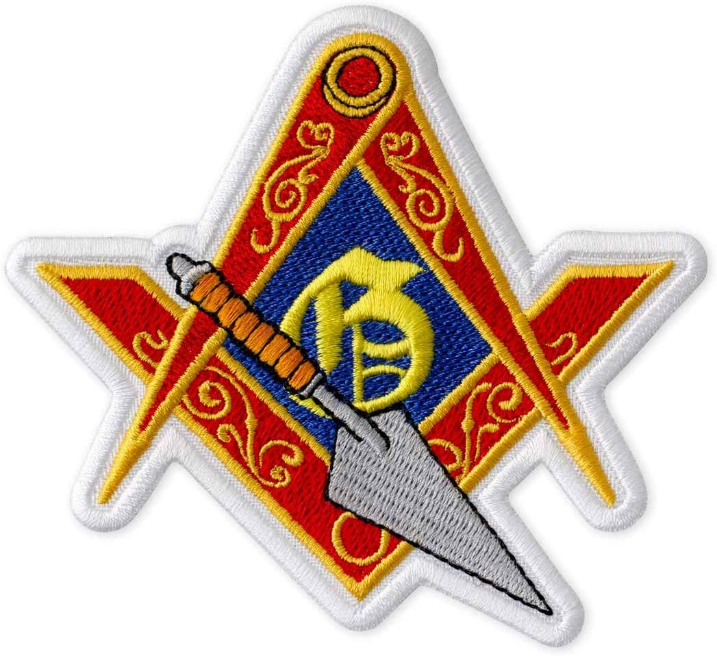Masonic Logo with Trowel Embroidered Patch Iron on (4.1