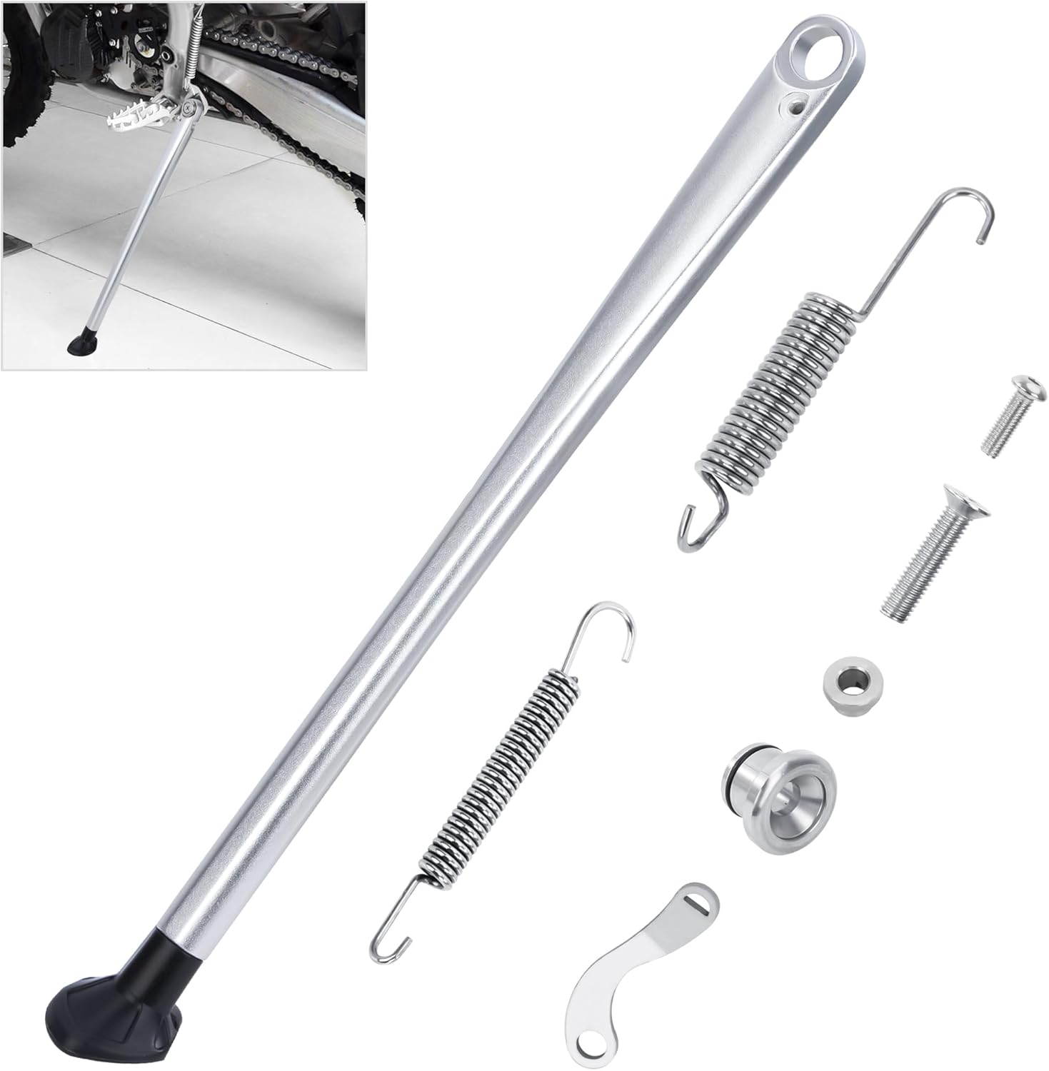 Cavalletto Laterale Di Moto Di Alluminio Supporto Laterale Di Moto Di Cross Con Portamolle per Pit Dirt Pocket Bike ATV Crf Klx 125Cc 150Cc 43Cm Argento