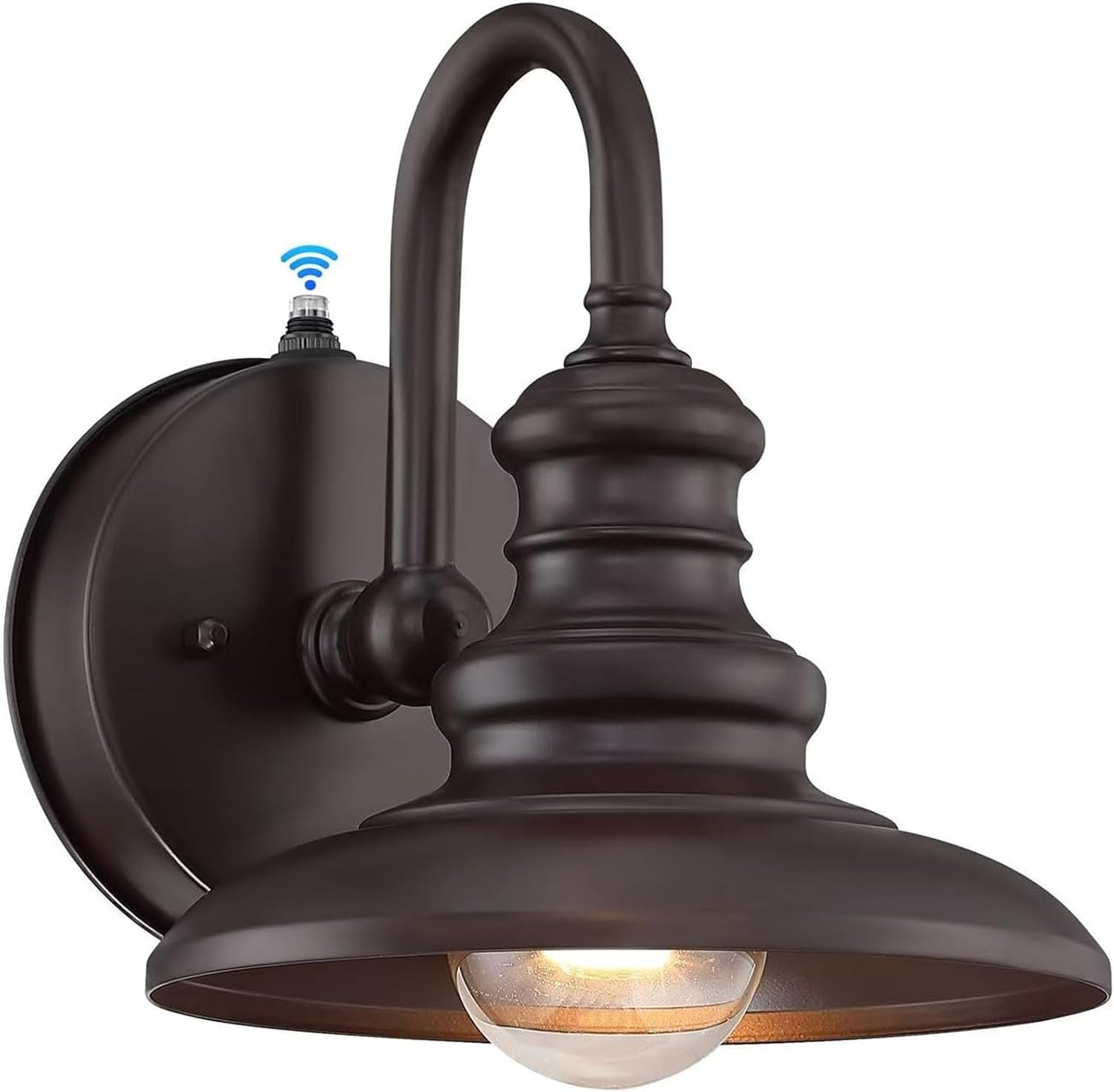 Dusk to Dawn Sensor Outdoor Gooseneck Barn Light Fixtures Brown Exterior Wall Sconce Lighting Modern outside Porch Lantern Waterproof Farmhouse Wall Mount Lamp for House Garage Patio
