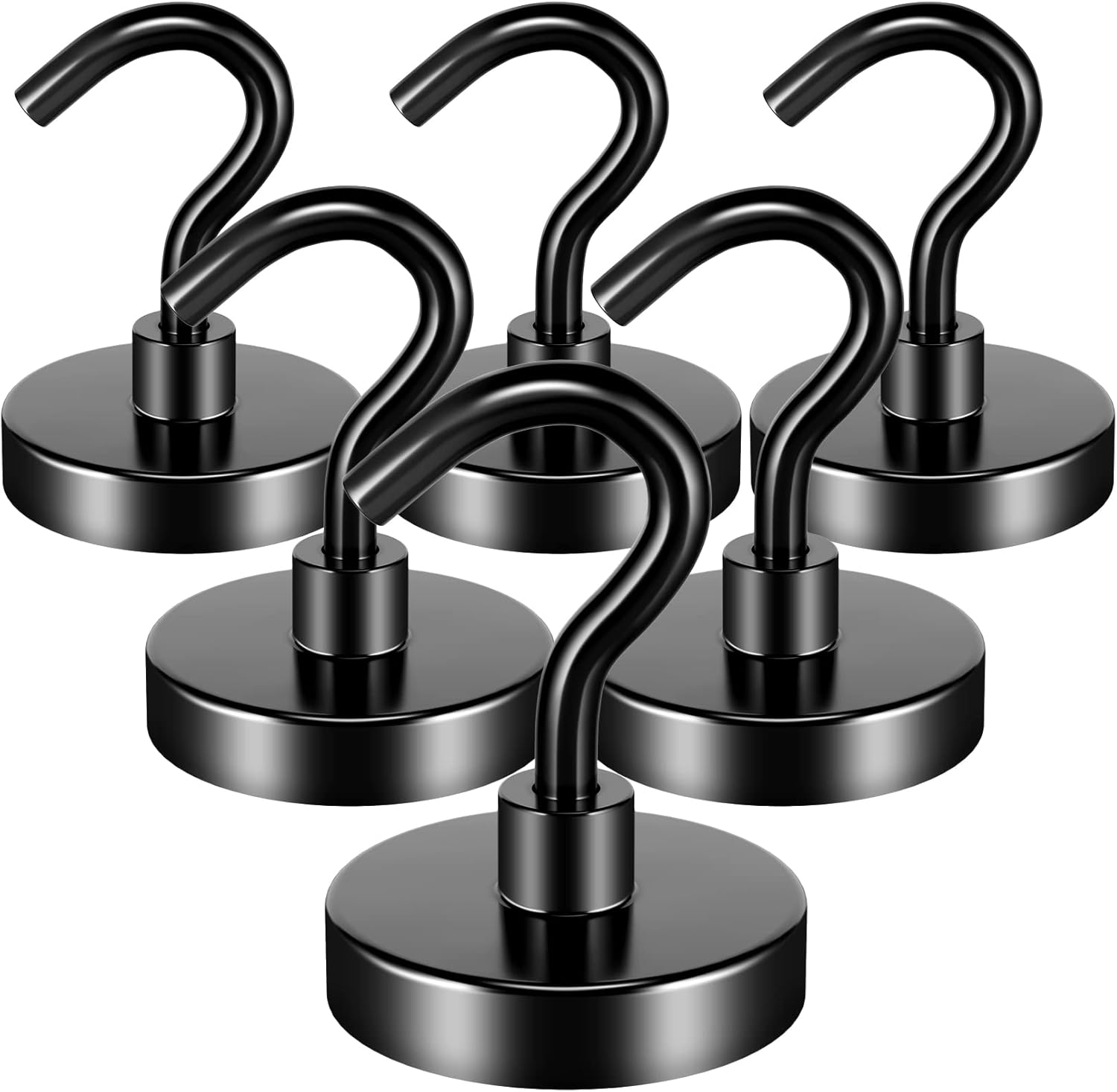 6 Pack 80LBS Heavy Duty Magnetic Hooks Neodymium Magnet Hook for Hanging, Strong Magnetic Hooks Magnet with Hooks for Refrigerator, Grill, Kitchen, Key Holder