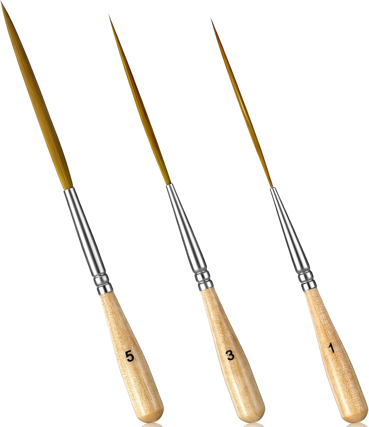Extra Long Rigger Liner Brushes Fine Tip Watercolor Detail Paint Brush 3 PCS