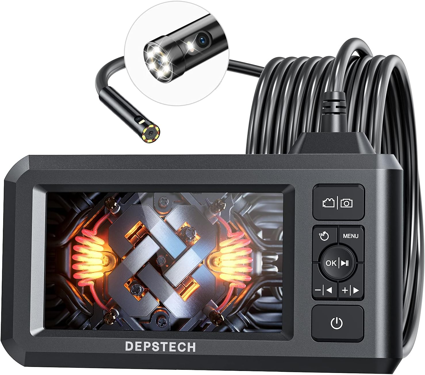 DEPSTECH Inspection Endoscope Camera with Light: Dual Lens 1080P Borescope with 4.3" IPS Screen & 16.5FT Snake Cable, Industrial Waterproof Video Automotive Tools for Sewer, HVAC, Plumbing, Mechanic