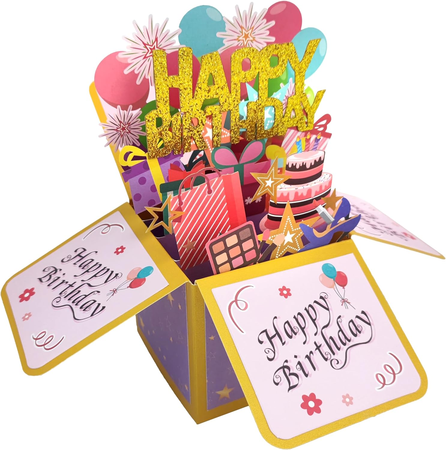 Funny 3D Happy Birthday Pop-Up Card Gift Box with Envelope for
