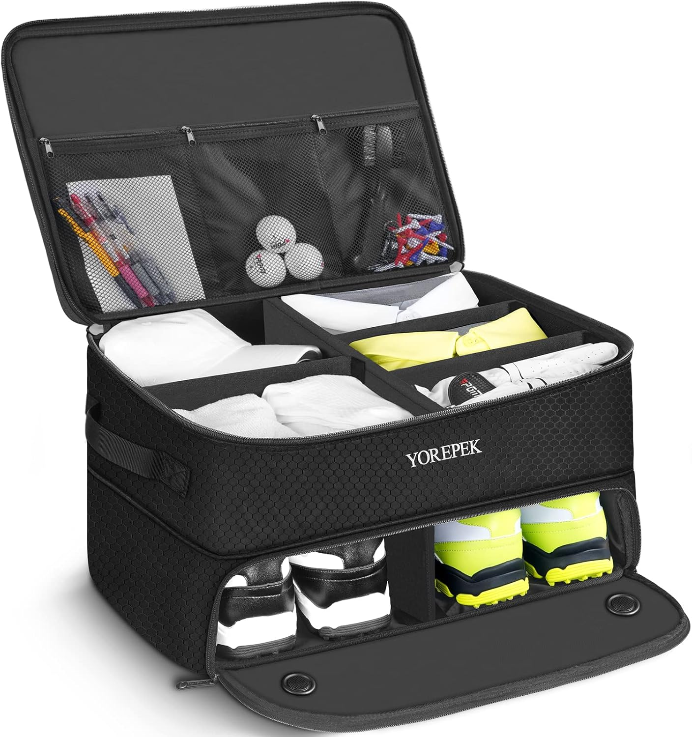 2 Layer Golf Trunk Organizer With Shoe Storage Waterproof Car Golf Bag Case New