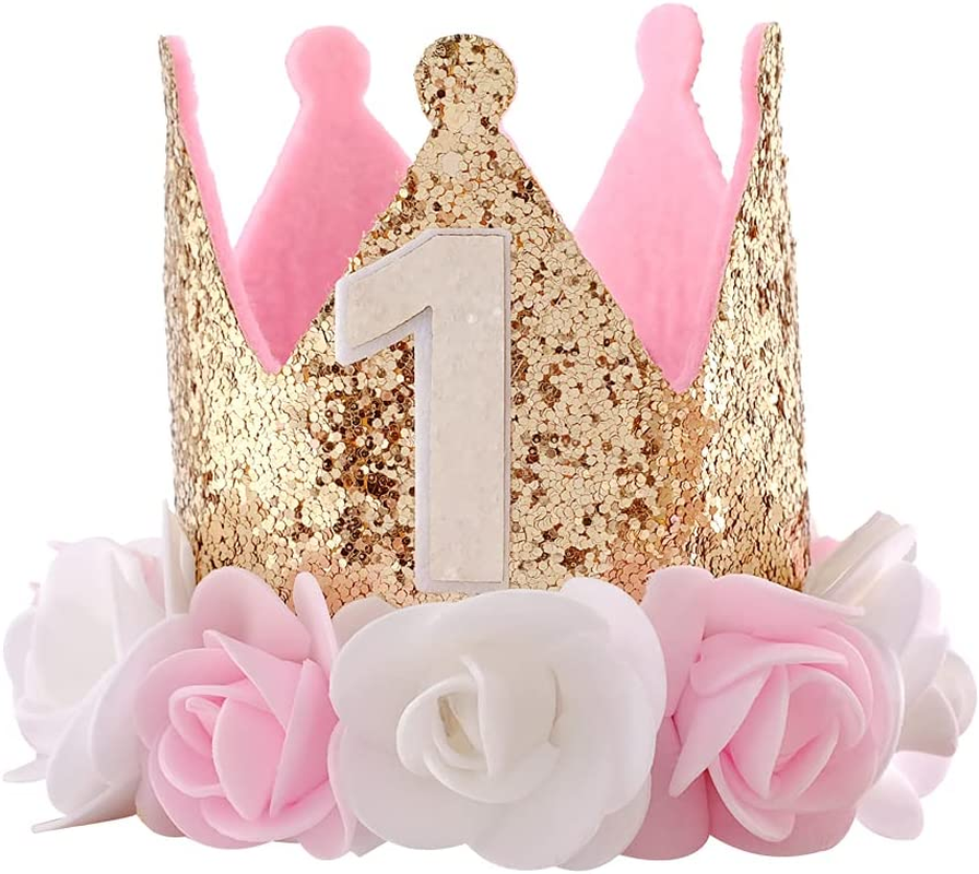 1St Birthday Hat Girl Decorations First for Baby Gifts Rose Gold