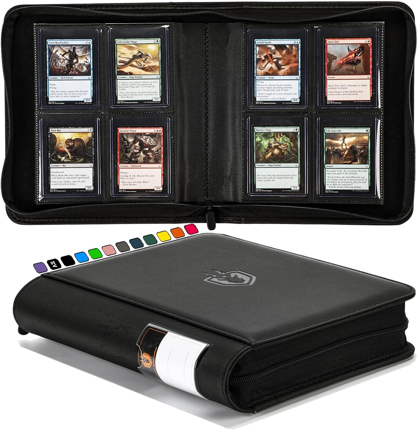 Toploads Binder, Holds 144 Toploads - 4-Pocket Top Load Binder 3" X 4" Rigid Card Holders Trading Cards TCG MTG or Sports Cards-Black