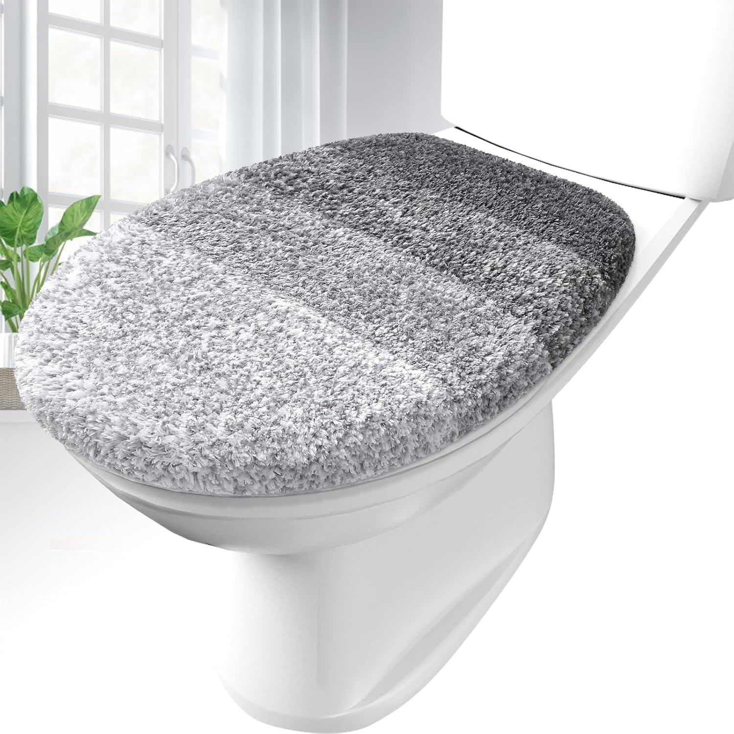 OLANLY Soft Microfiber Bathroom Toilet Lid Cover, Machine Washable Seat Covers