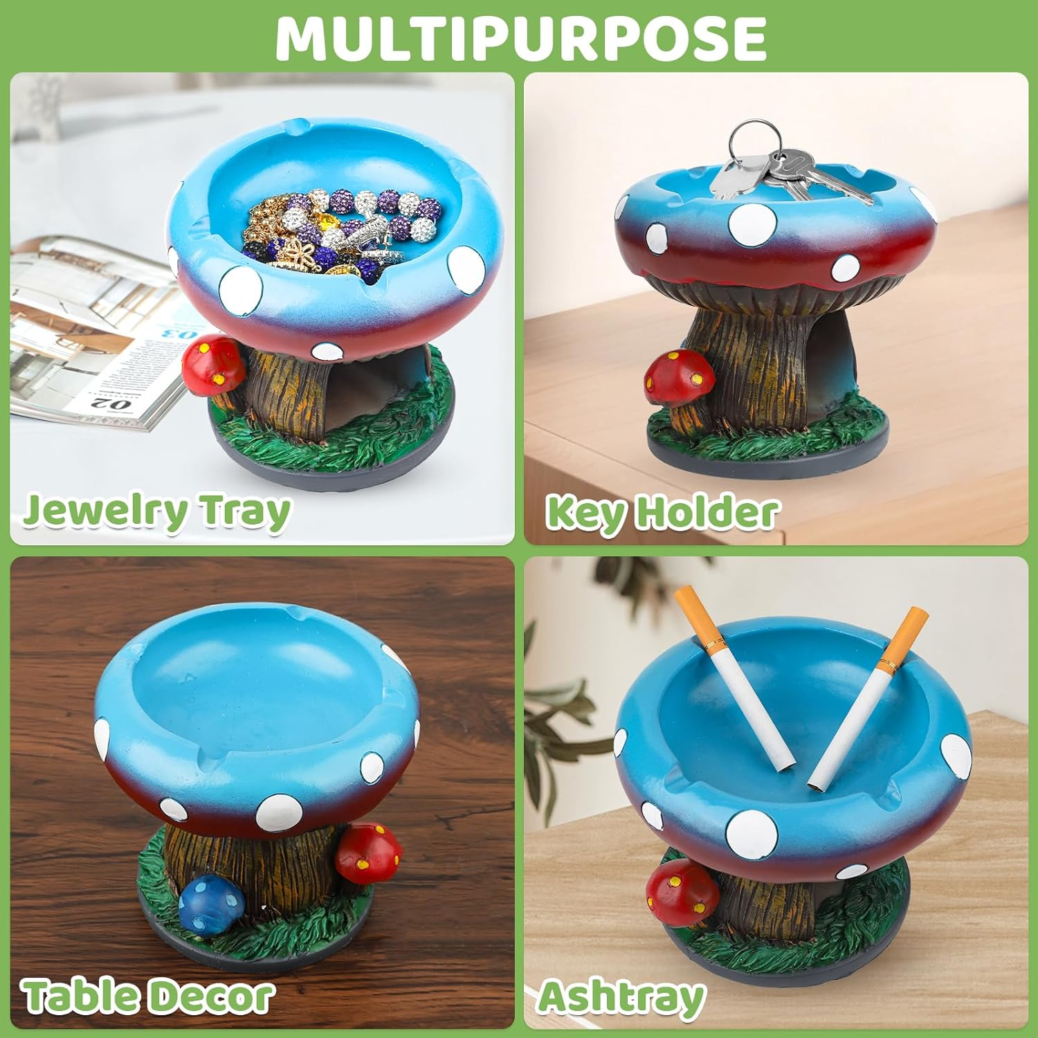 BESUPERT Premium Mushroom Decor Statue Jewelry Holder Key Bowl, Sturdy and St... - Picture 4 of 13