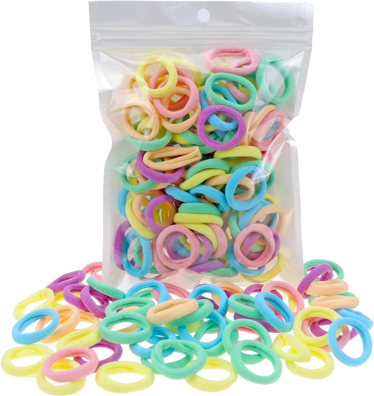 100 Pack Pink Color Nylon Elastics Hair Bands for Baby Girls' Small Hair Ropes - Picture 11 of 16