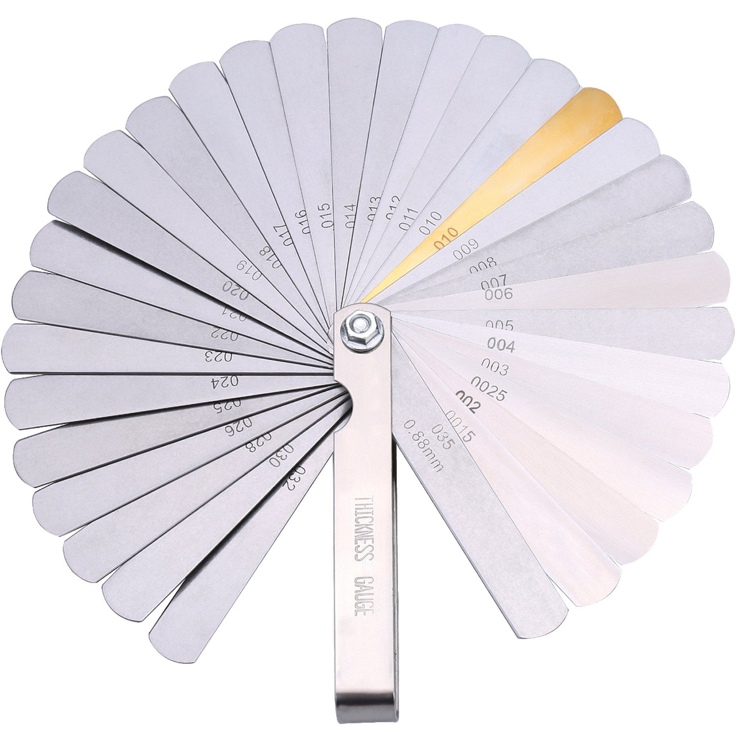 Stainless Steel Feeler Gauge Dual Marked Metric and Imperial Measuring Tool(0.04-0.88 Mm, 32 Blades)