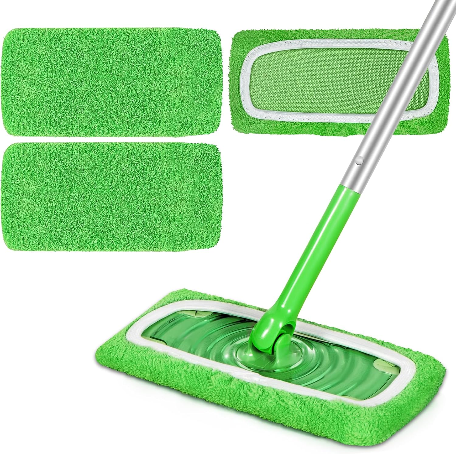 3 Pack Reusable Microfiber Mop Pads Compatible with Swiffer Sweeper Mop, Dry Sweeping Cloths & Wet Mopping Cloths, Washable Mop Pads for Hardwood Floor Cleaning (Mop Is Not Included)