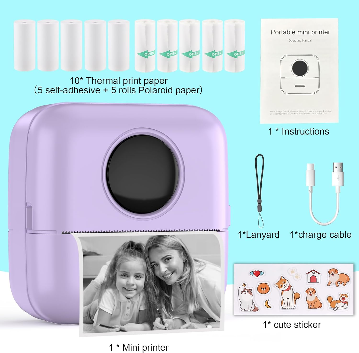 HuiJuKeJi Mini Sticker Printer Bluetooth Smart Pocket Inkless Thermal Printer... - Picture 9 of 14