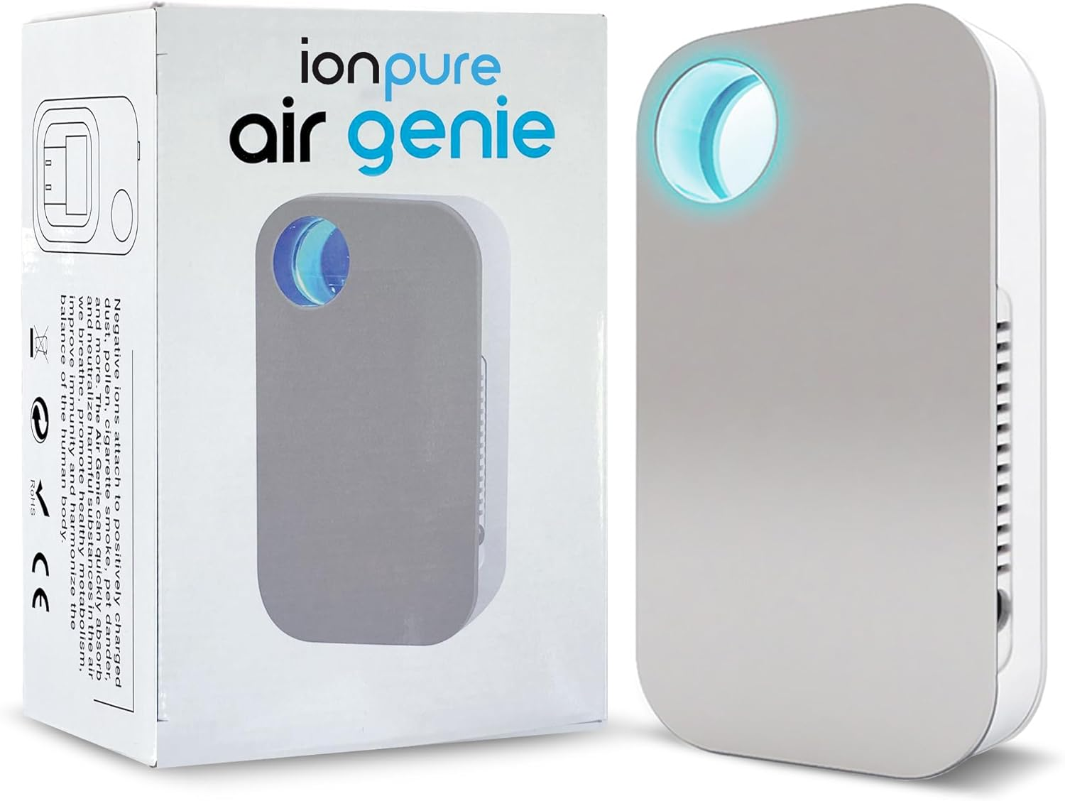 Ion Pure Plug in Air Purifier for Home | Negative Ion Technology for Allergen and Odor Reduction No Filter Compact, Quiet Operation Air Ionizers for Home Kitchen, Bedroom, Bathroom Air Purifiers
