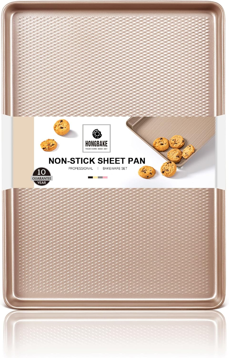 Jelly Roll Pan 15X10 - Commercial Cookie Sheets for Baking with Diamond Texture Surface, 57% Thicker Carbon Steel Baking Sheet for Oven, Nonstick Cooking Tray