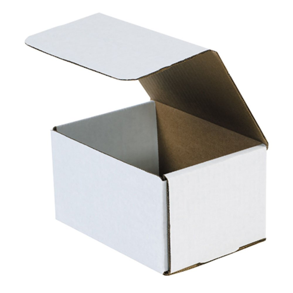 White Corrugated Cardboard Mailing Boxes, 6 1/2 X 4 7/8 X 3 3/4 Inches, Pack of 50, Crush-Proof, for Shipping, Mailing and Storing