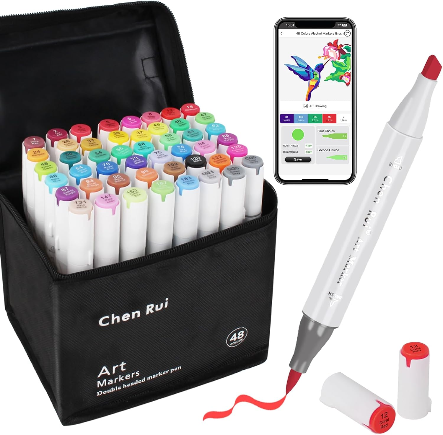 168 Colors Alcohol Brush Markers with Free App,Dual Brush & Chisel Tips Blend... - Picture 10 of 17