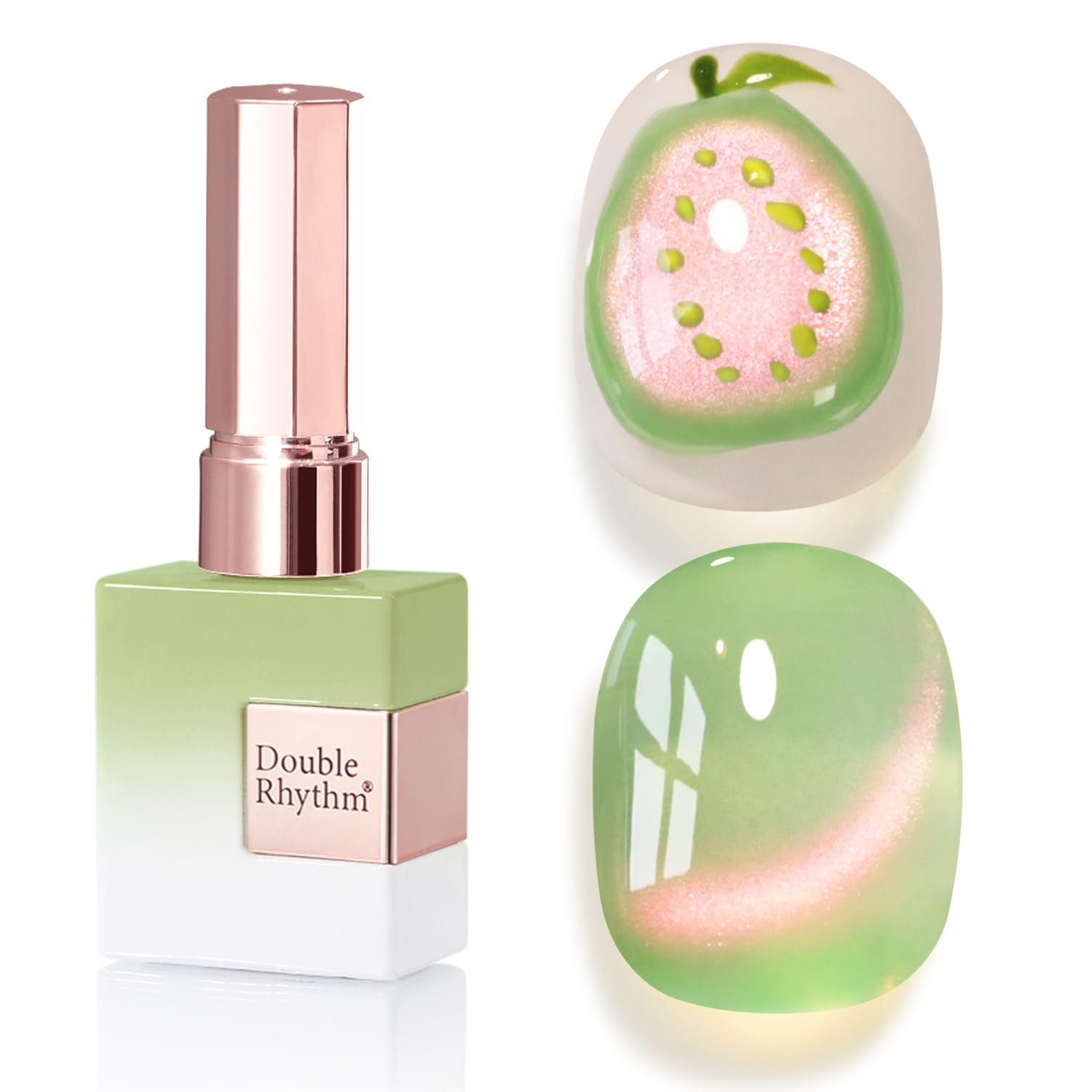 0.5 OZ Cat Eye Gel Polish with Magnet 15ML Holographic Glitter Shimmer Translucent Jelly Color Magnetic Nail Polish Salon DIY at Home (Pink Green-Mc1215)