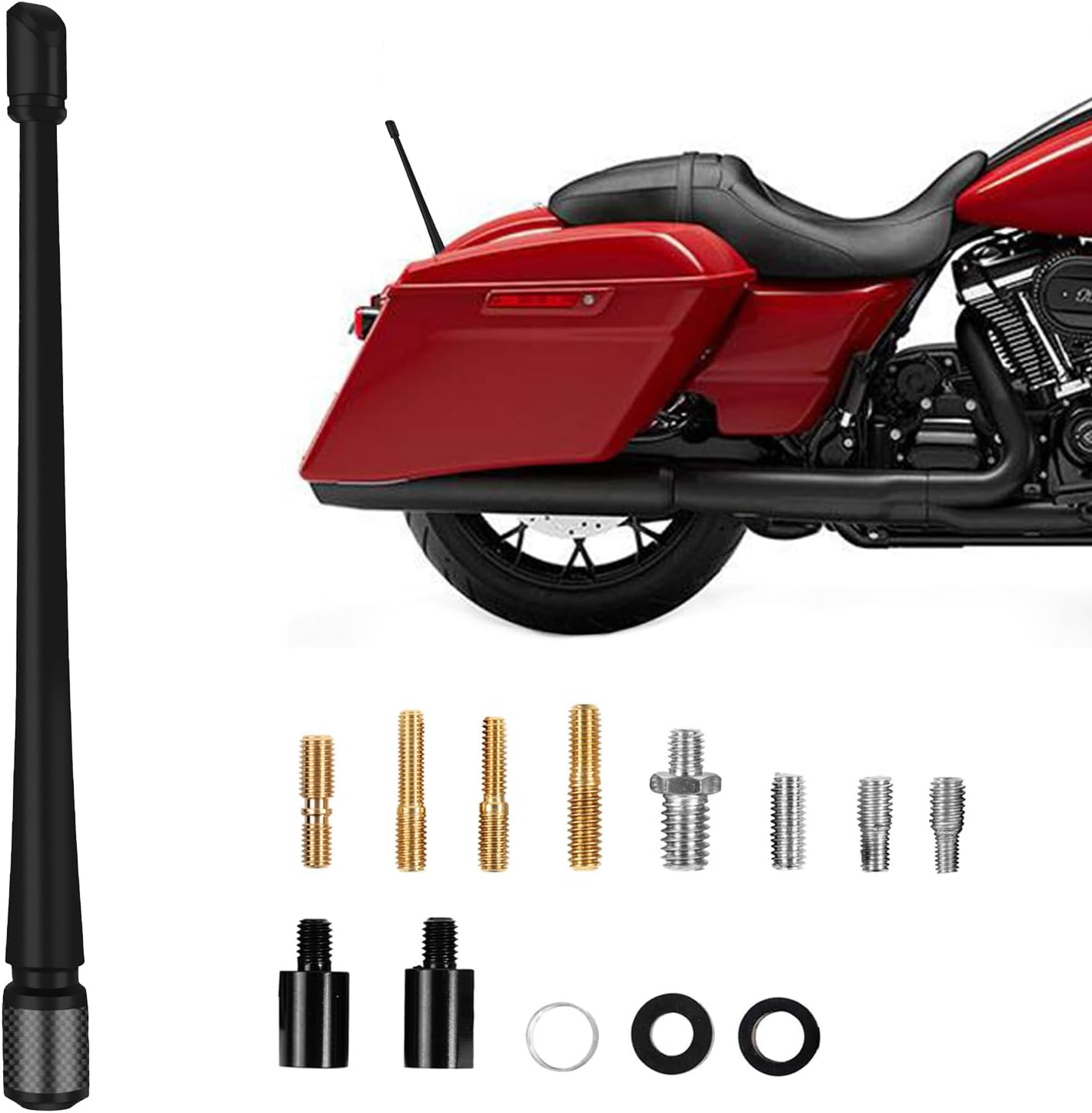 MODIGT 7 Inch Car Antenna Compatible with 1989-2024 Harley Davidson Touring Electra Road Street Glide Trike Ultra Classic CVO Flexible Rubber Radio Motorcycle Antenna Replacement