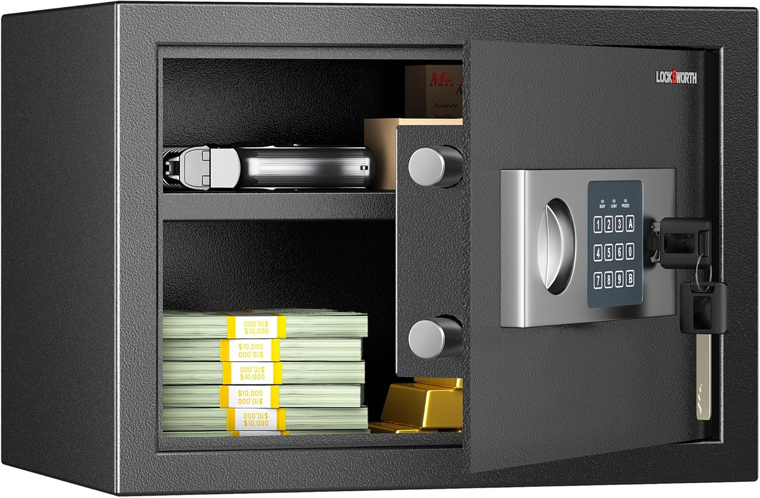 Caja fuerte 0.6 pies³, digital, para dinero, joyas, documentos y armas.