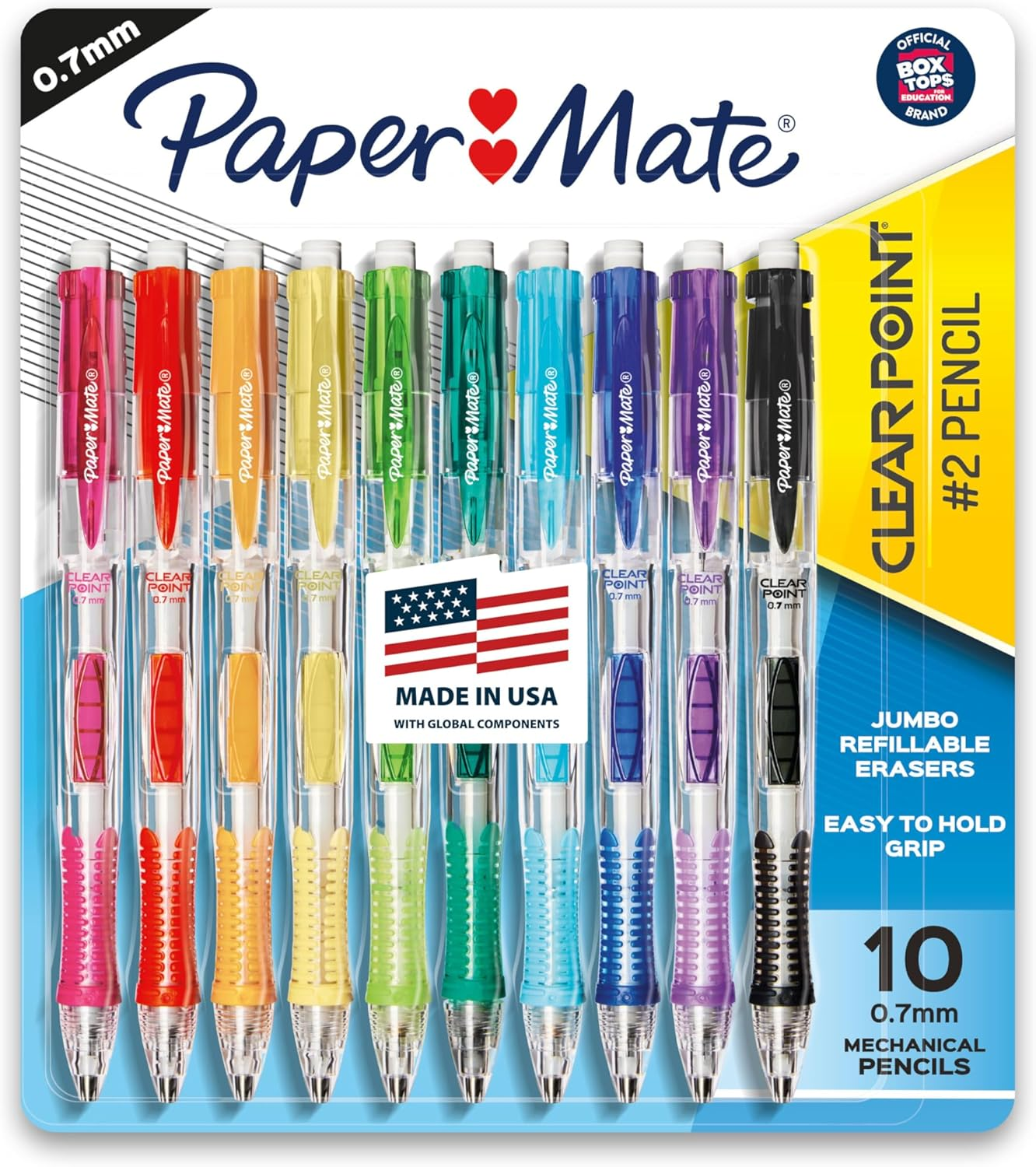 Clearpoint Mechanical Pencils 0.7Mm HB #2 Pencil Lead 2 Pencils School Supplies Teacher Supplies Drawing Sketching Assorted Barrel Colors 10 Count