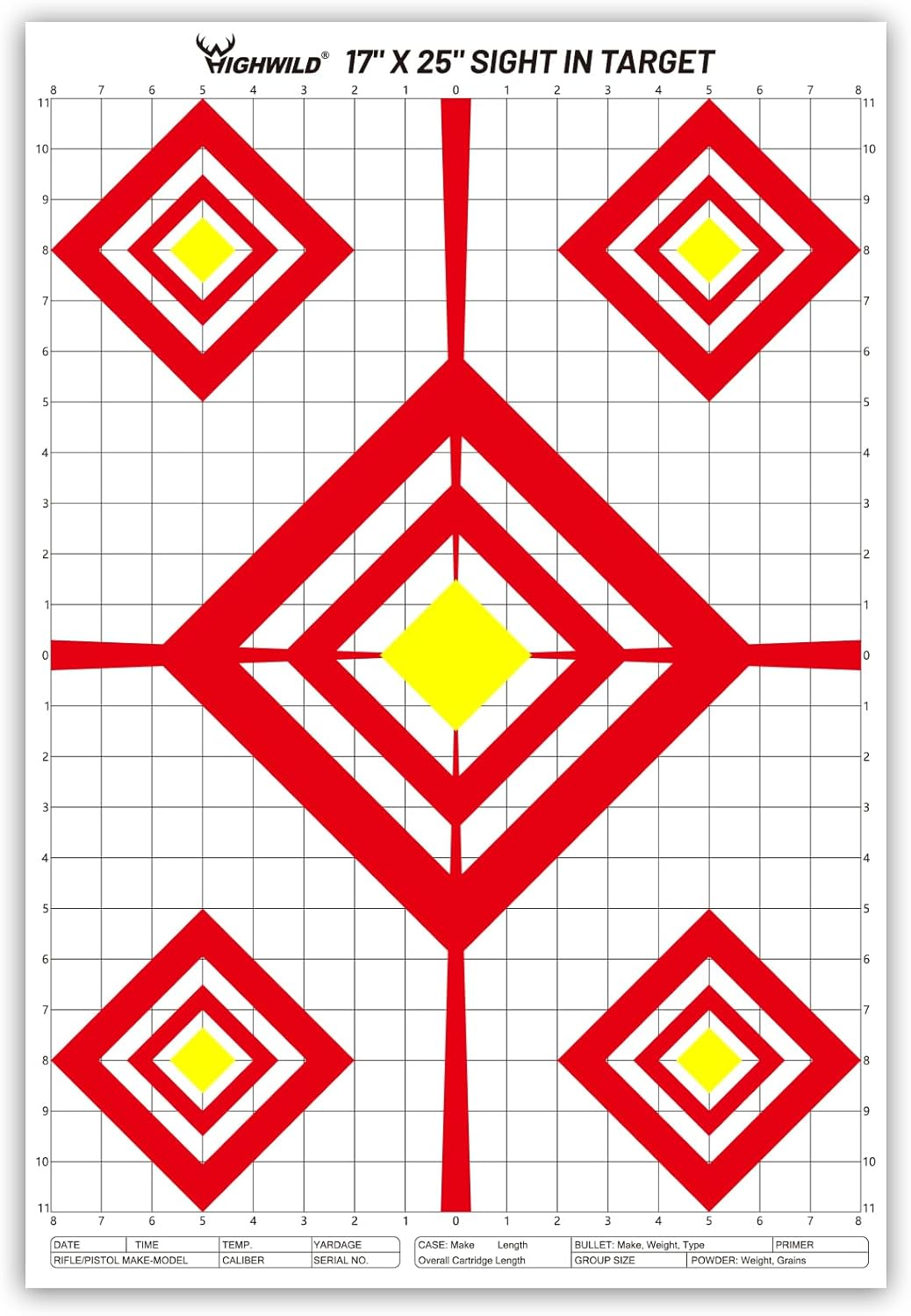 Highwild Sight in Shooting Range Paper Target - 17X25 Inches - Suitable for Handguns, Rifles, Airguns, BB Guns