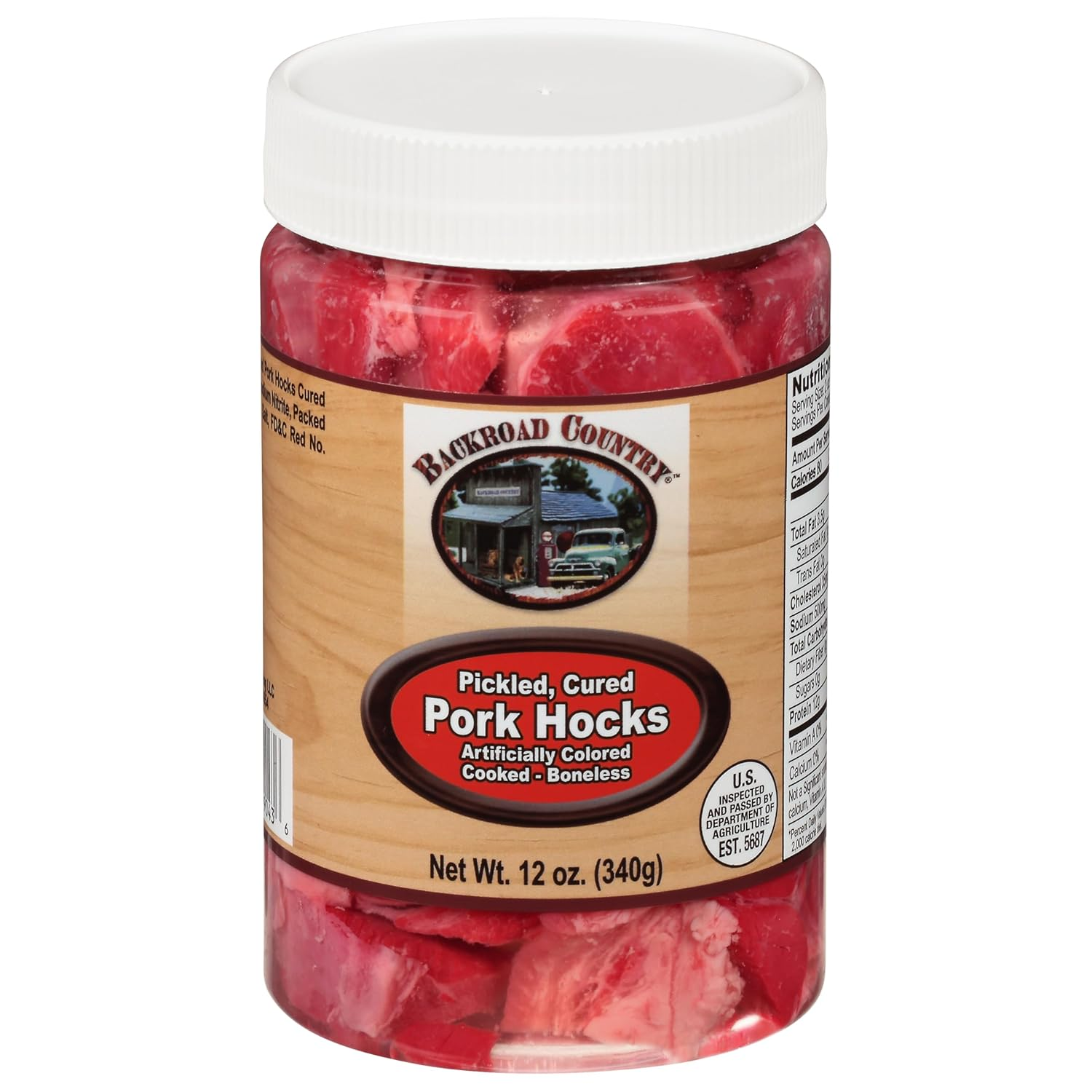 Fully Cooked Boneless USA Made Pickled Cured Pork Hocks, 12 Oz Jar